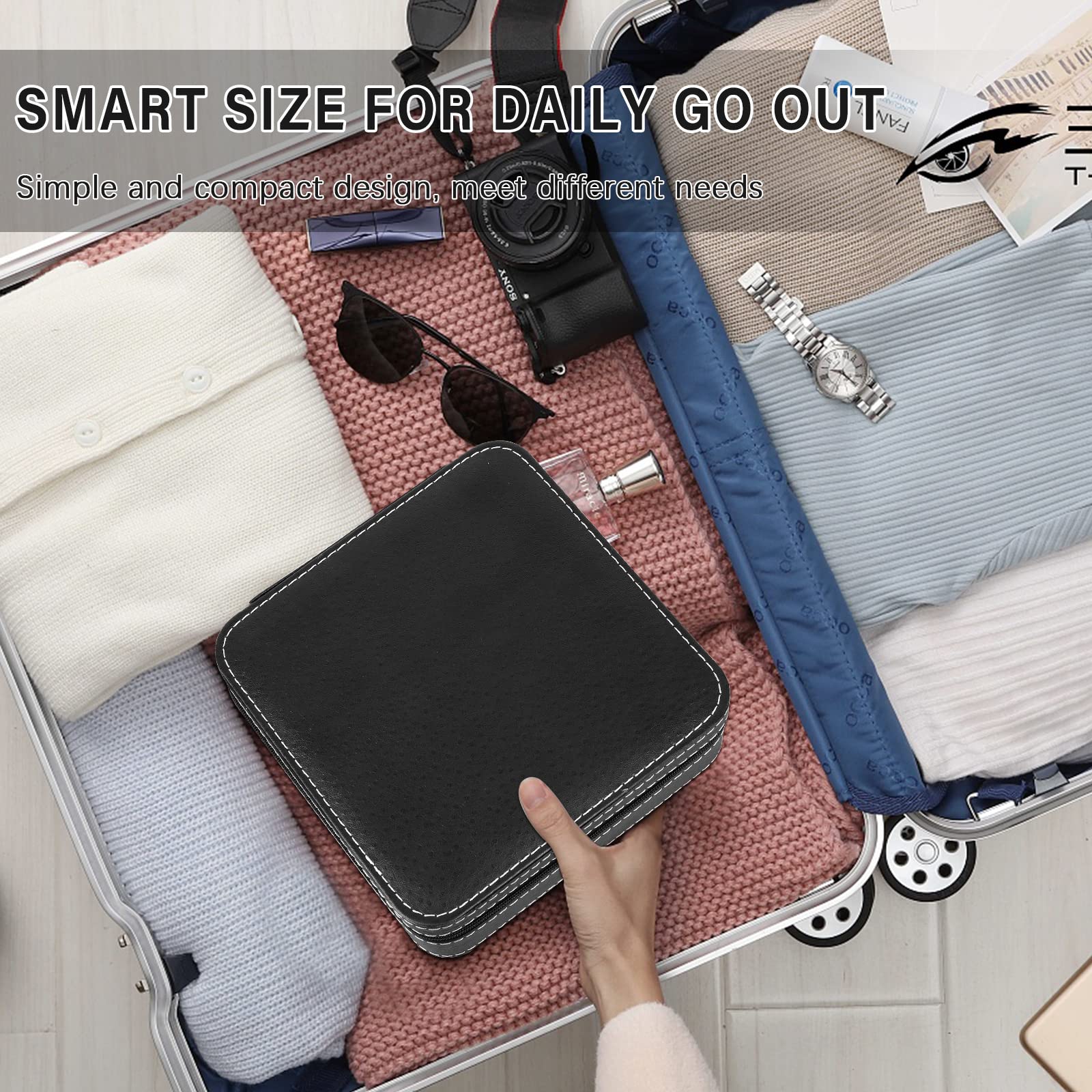 Portable 3-Slot Sunglasses Case - Travel Glasses Organizer with Zipper Closure, Leatherette Jewelry Display Box for Eyewear Collector | Perfect for Travel, Home Storage & Gift Giving