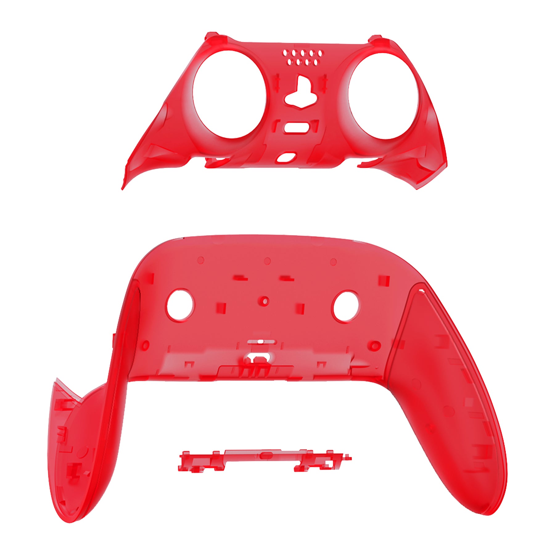 eXtremeRate Clear Red PS5 Edge Controller Shell - DIY Replacement Front & Back Cover with Custom Plates | Gaming Accessories for Enhanced PS5 Edge Controller Customization | Perfect for Gamers & DIY Enthusiasts