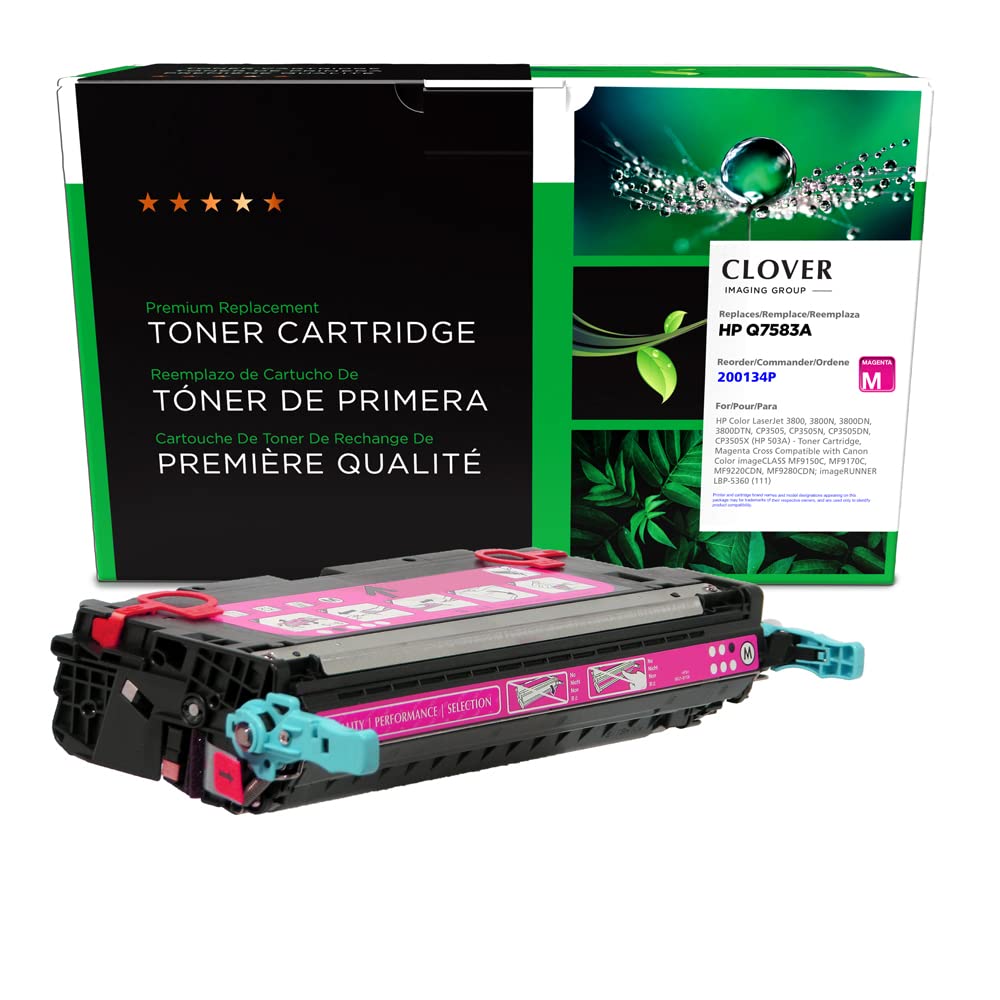 Clover Remanufactured Magenta Toner Cartridge Replacement for HP Q7583A (HP 503A) | High-Quality Printer Ink | Perfect for Home & Office Printing Needs