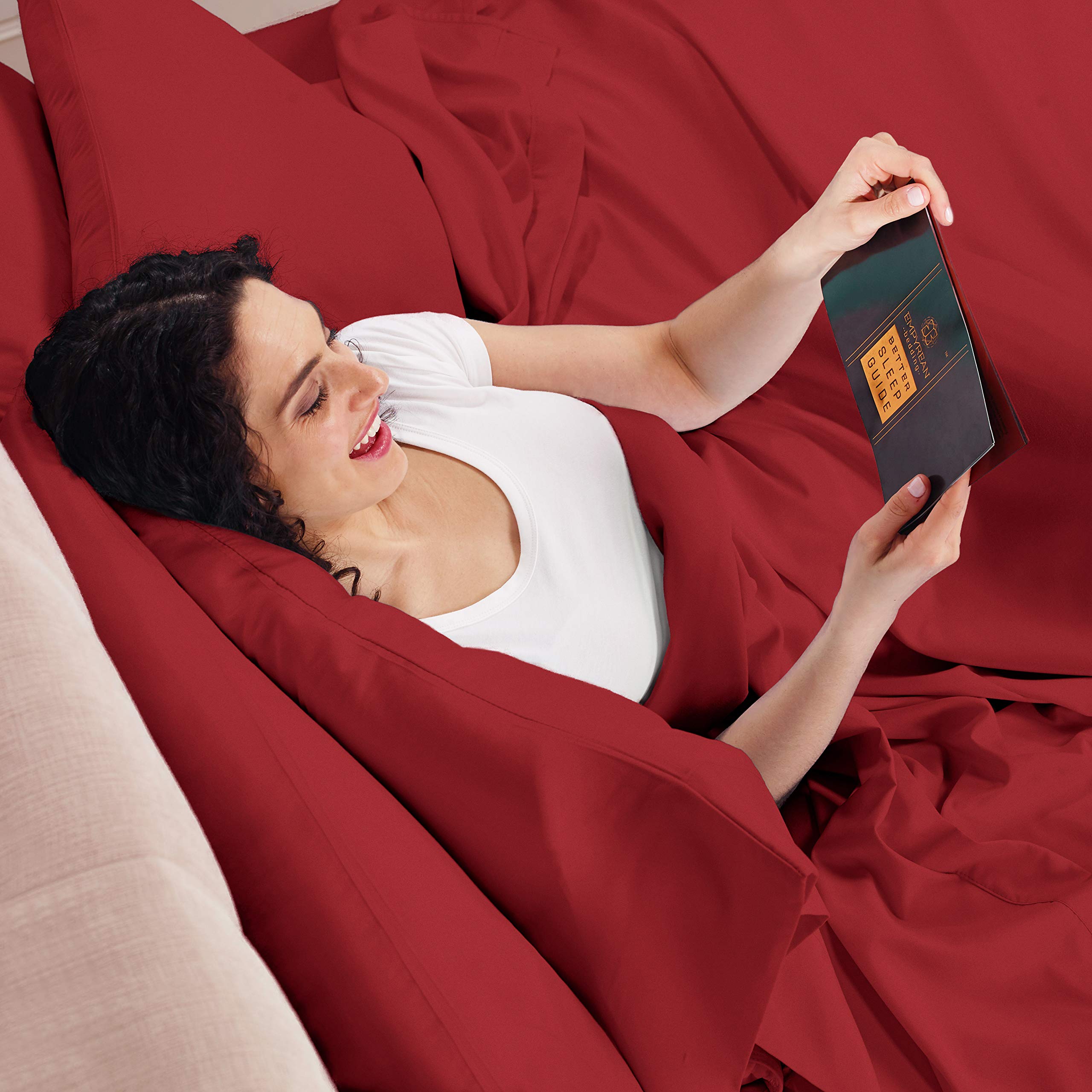 Empyrean Twin Sheets Set - 3 Piece Super Soft Microfiber Bedding - Luxury Double Brushed Hotel Quality Burgundy Red Sheets with Deep Pockets & Elastic Corners - Perfect for Guest Rooms, Dorms & Cozy Bedrooms