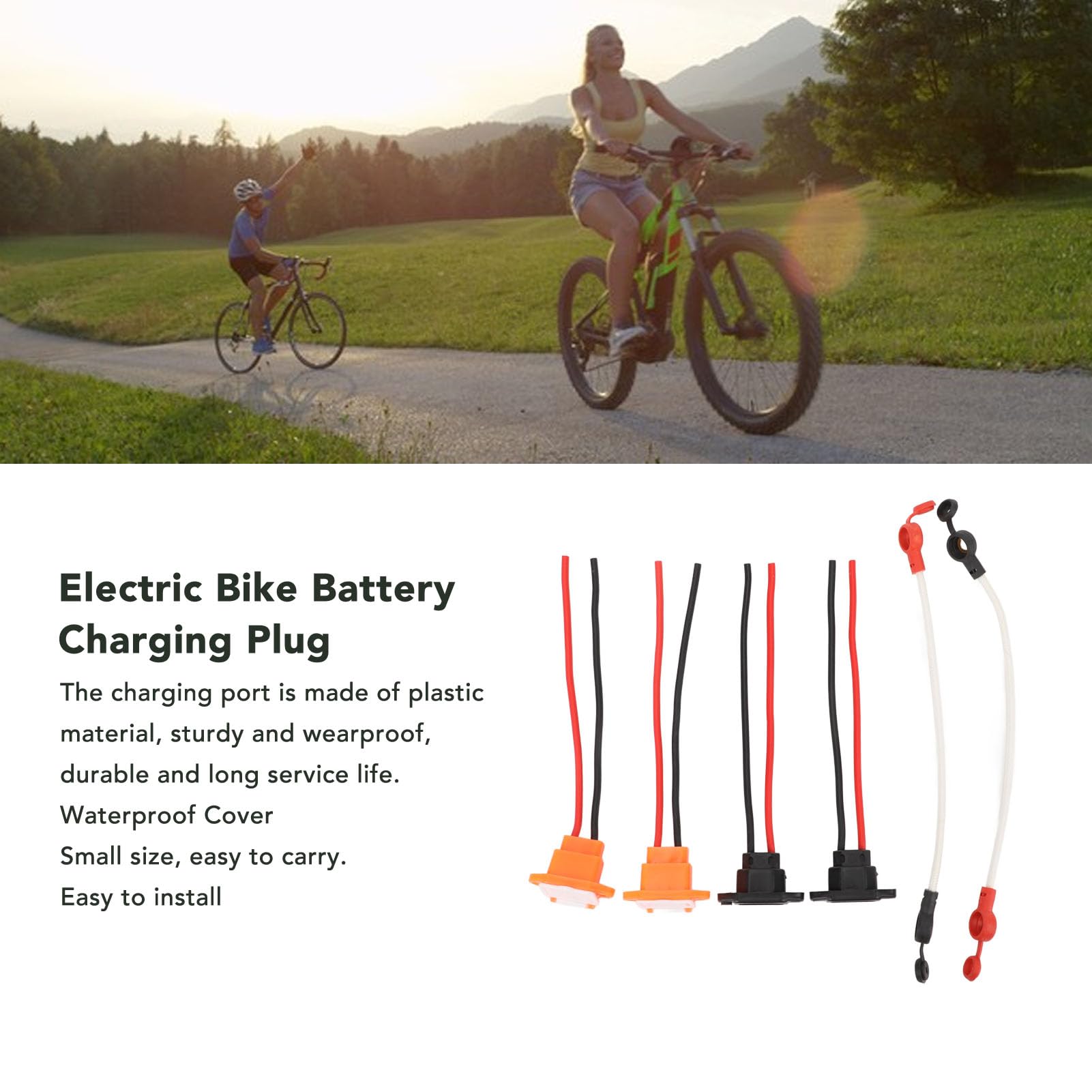 Waterproof Electric Bike Charging Port Socket with Cable Connector - Durable Battery Charger for E-Bikes, Scooters & Mobility Devices (Outdoor & Commuter Use)