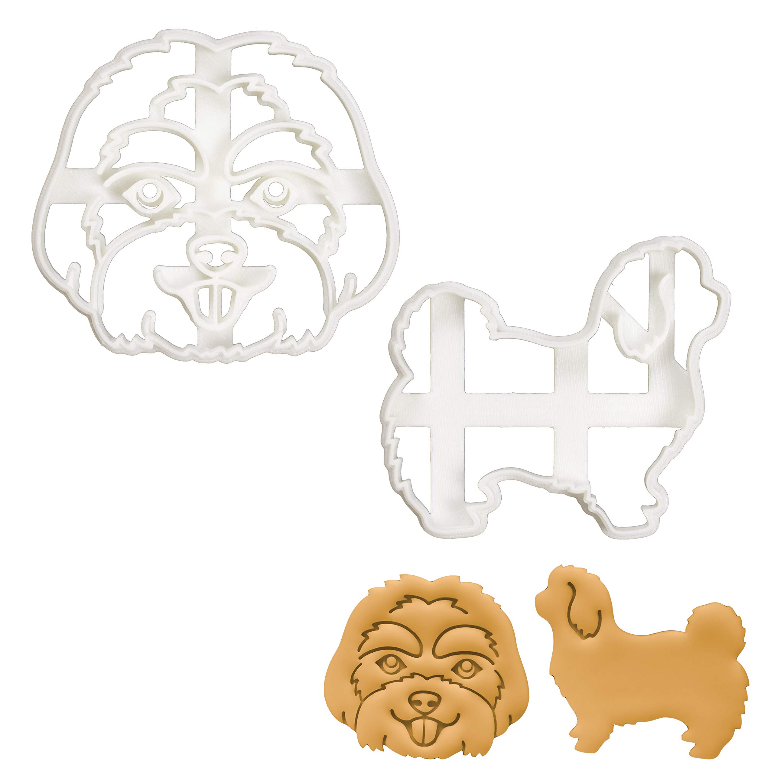 Set of 2 Stainless Steel Maltese Dog Cookie Cutters - Face & Body Shapes for Baking Biscuits, DIY Dog Treats, and Pet-Themed Parties | Bakerlogy