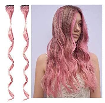 KAVIN Clip In Hair Extensions Set of 2 - Peach Color for Women & Girls | Party & Cosplay