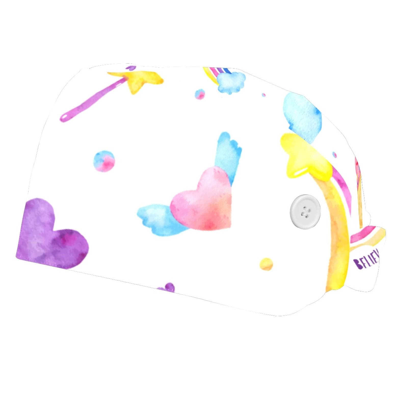 Adjustable Watercolor Unicorn Ice Cream Chef Hat with Sweatband for Women & Men - Perfect for Baking, Cooking, and Restaurant Work