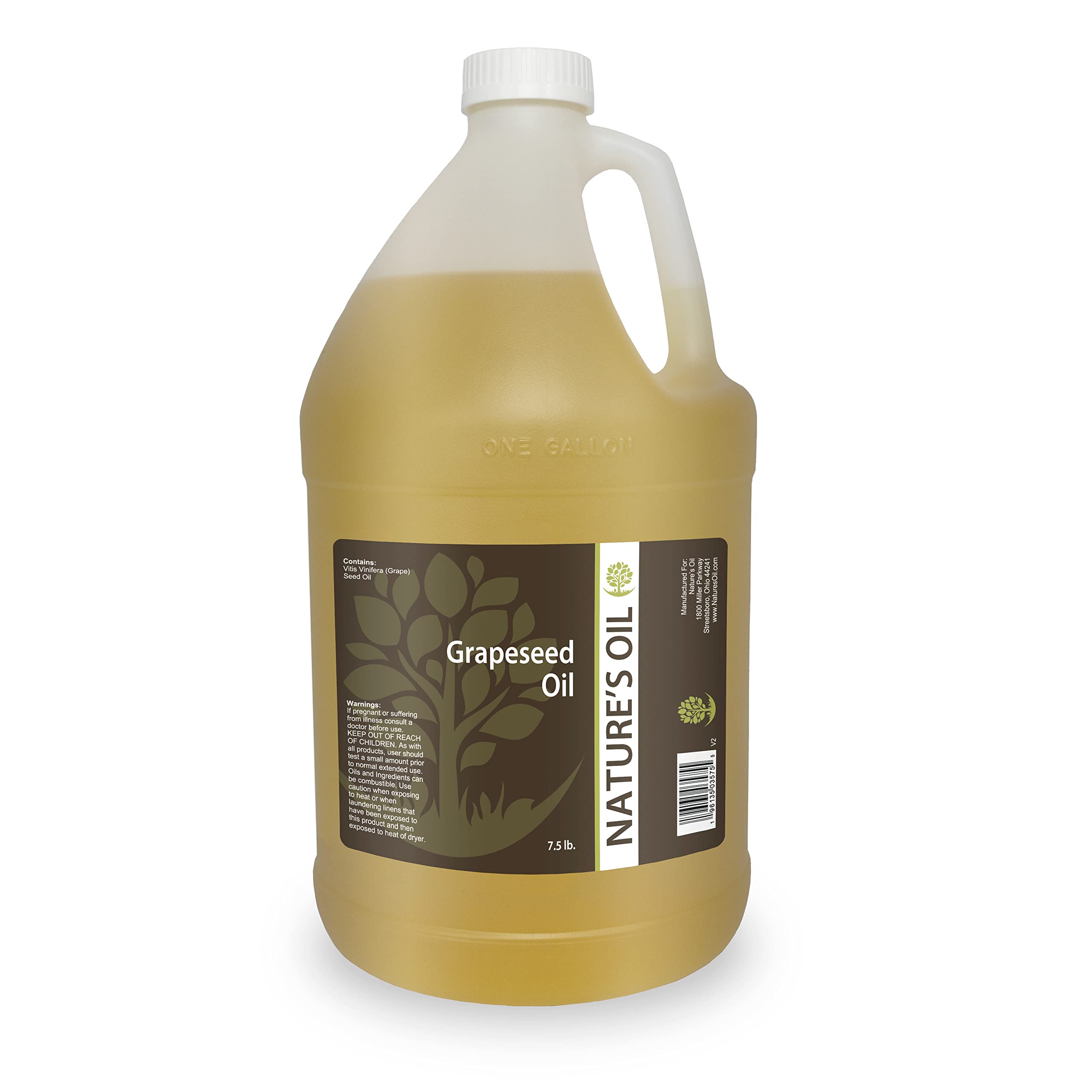 100% Pure Grapeseed Oil - 1 Gallon All Natural Massage & Carrier Oil for Aromatherapy, Moisturizing Skin & Hair Care | Perfect for DIY Beauty Recipes, Relaxing Massage & Hair Treatments
