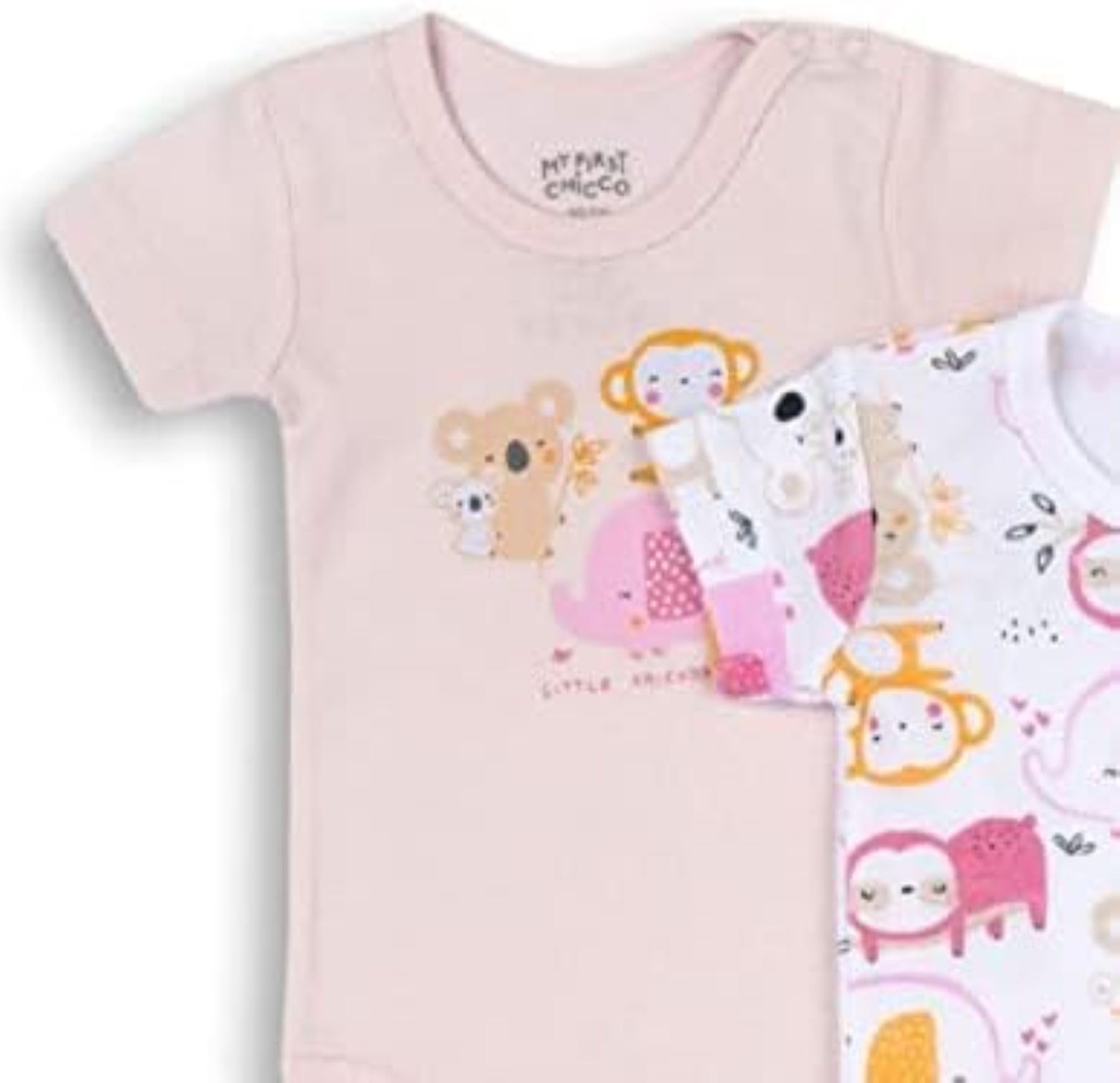 Chicco 4-Pack Unisex Cotton Short Sleeve Bodysuits for Babies 0-24 Months | Soft Comfortable Baby Onesies for Everyday Wear, Playtime & Sleep
