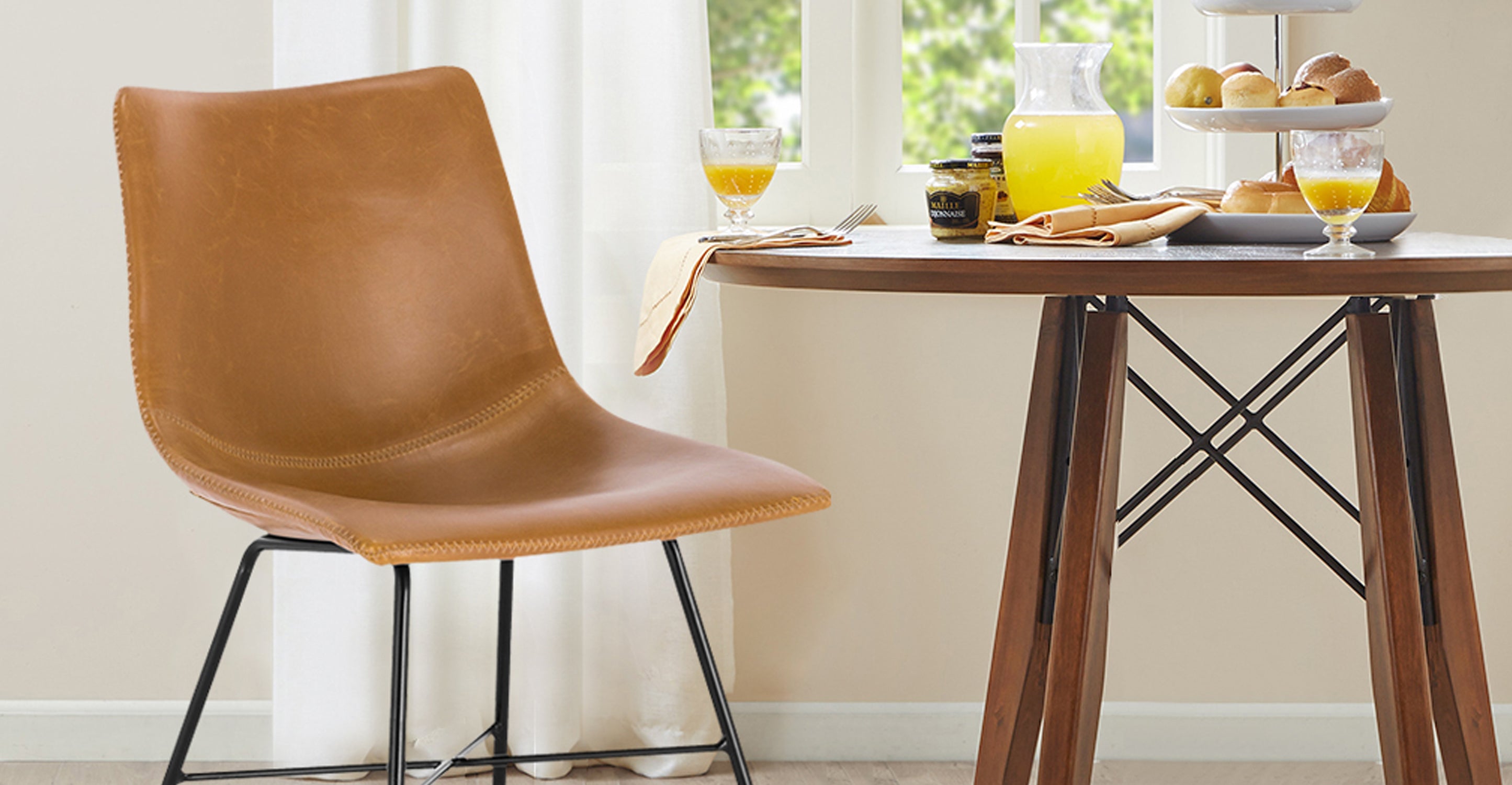 Paxton Modern Dining Chair - Sturdy Wooden Kitchen Chairs Set of 2, Comfortable Upholstered Seat - Perfect for Dining Room, Kitchen, Breakfast Nook & Small Spaces