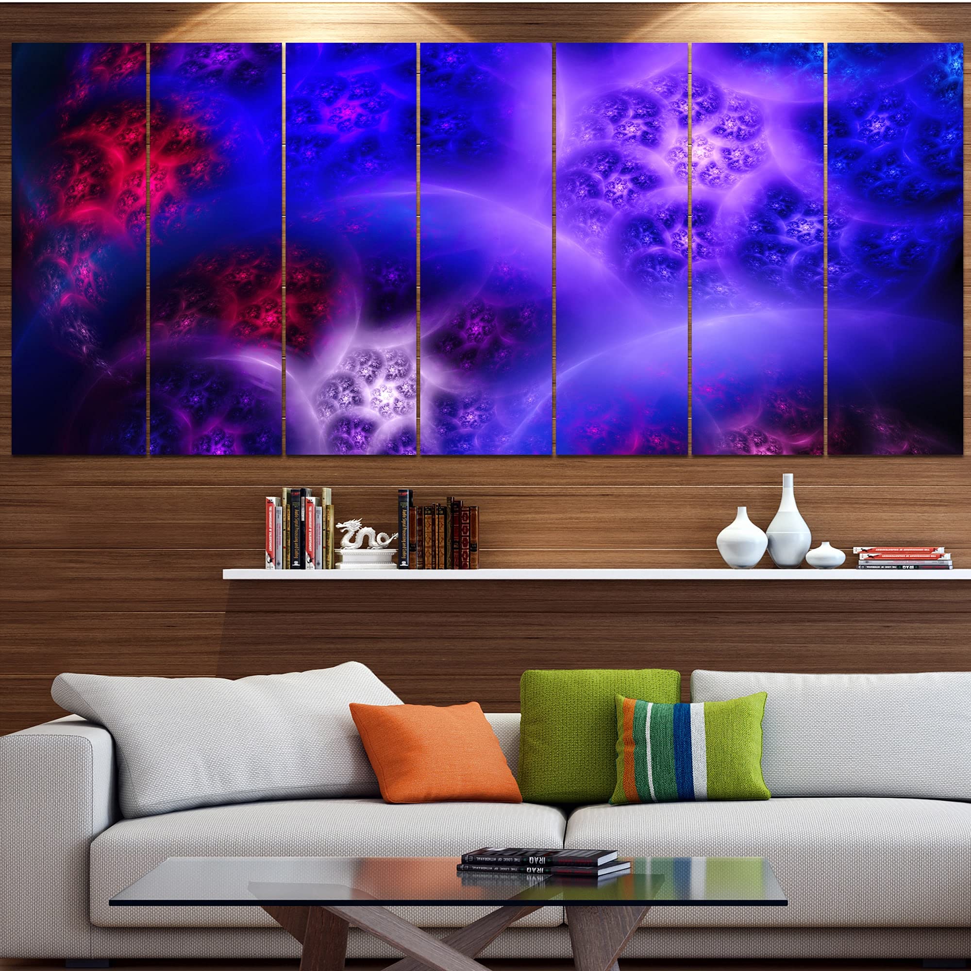 Bright Blue Magic Stormy Sky Abstract Wall Art Canvas Painting - 48x28 Inches 4-Panel Set for Living Room, Bedroom & Office Decor