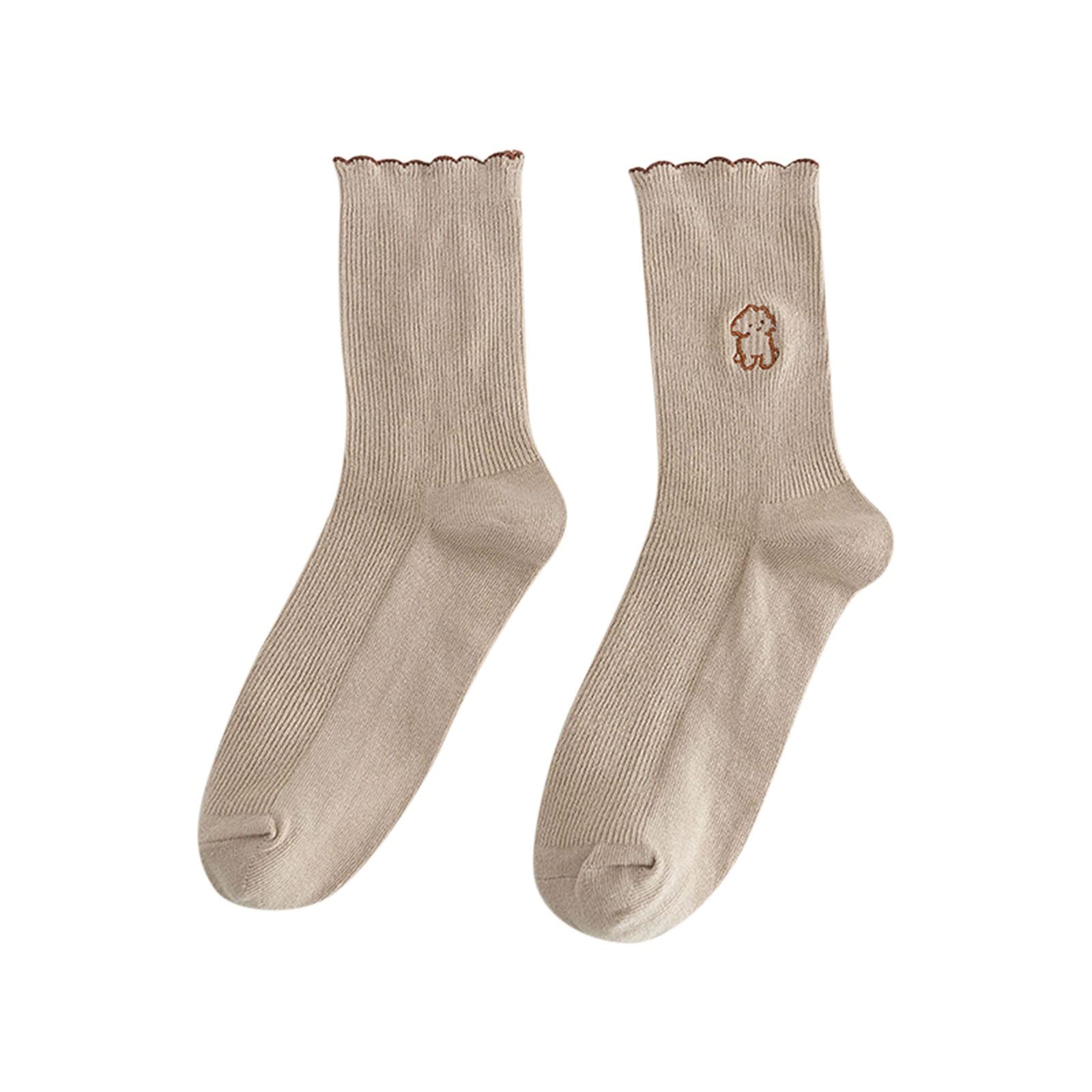 Breathable Pile Embroidery Women's Tube Socks - Soft & Cute Socks for Everyday Wear | Perfect for Casual Outfits, Home Comfort & Gift Giving