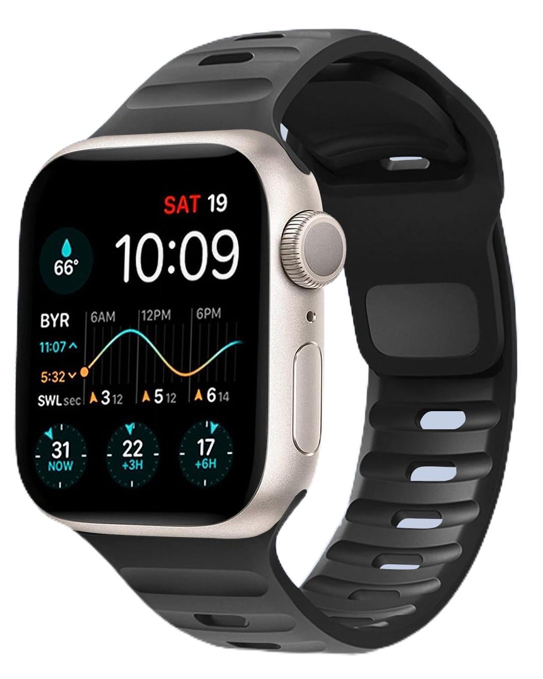 Premium Soft Silicone Sport Band for Apple Watch Ultra/Series 10/9/8/7/6/5/4/3/2/1 - Compatible with 49mm 46mm 45mm 44mm 42mm 41mm 40mm 38mm - Durable Comfortable Strap for Men & Women - Perfect for Workouts, Running & Everyday Use
