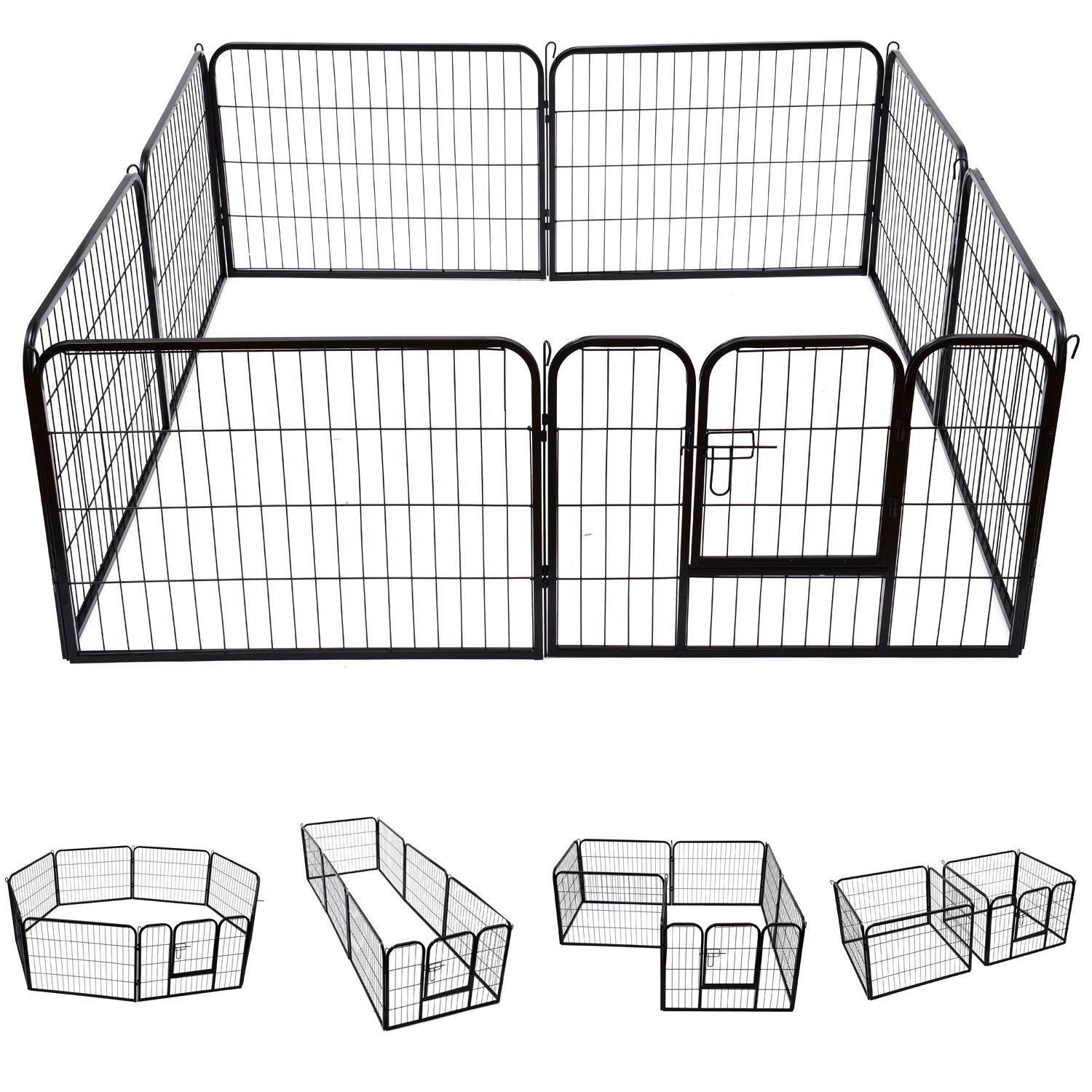 8-Panel Metal Pet Exercise Pen with Door - 40