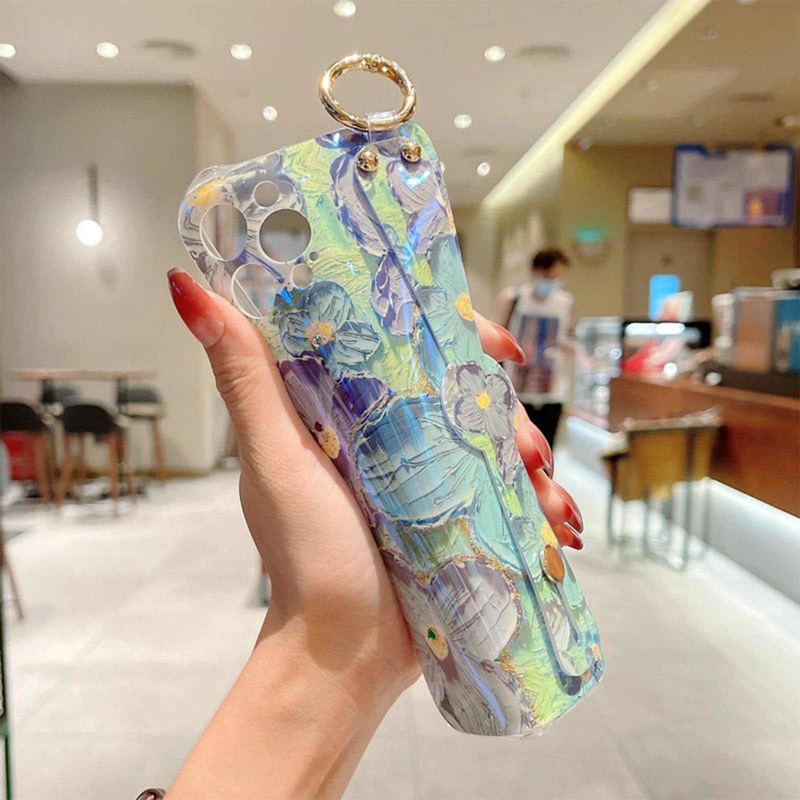 Shockproof iPhone 11 Pro Max Case with Hand Strap & Kickstand - 6.5 Inch Floral Daisy Design Protective Cover with Adjustable Wrist Loop | Perfect for Gym, Outdoor Activities & Daily Use