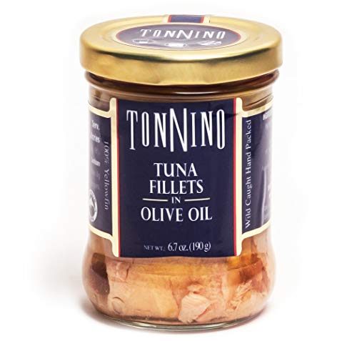 Premium Tonnino Tuna Fillets in Extra Virgin Olive Oil - Wild Caught, Gluten Free (Pack of 6 Cans) - Perfect for Salads, Sandwiches & Keto Meals