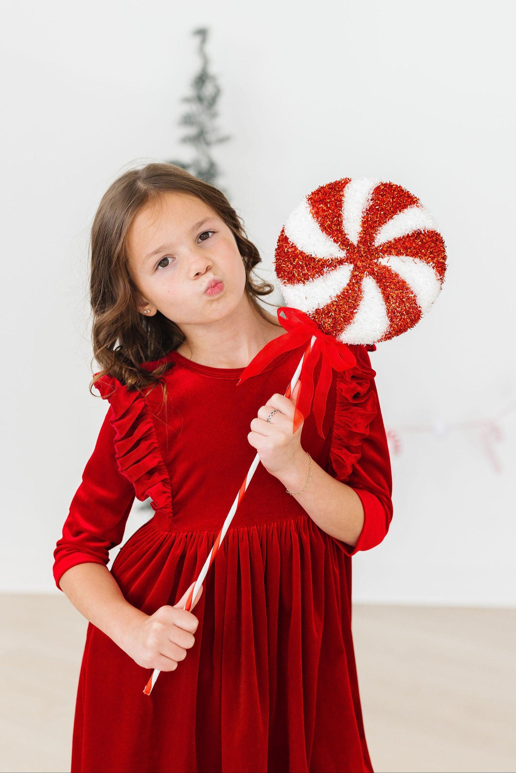 Elegant Red Velvet Ruffle Twirl Dress for Women | Flowy Party & Special Occasion Outfit | Perfect for Weddings, Dances & Holiday Events