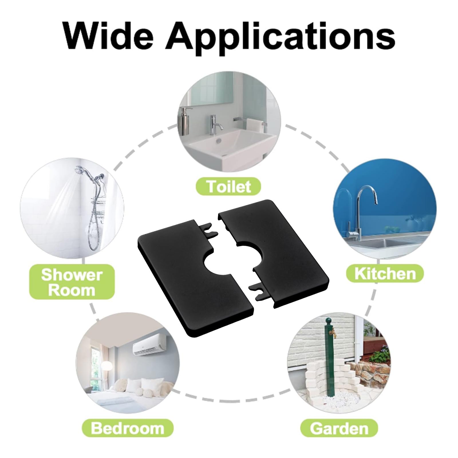 UFURMATE 2Pcs ABS Plastic Square Pipe Wall Covers - Self-Adhesive Decorative Escutcheon Plates for 22mm Diameter Shower Pipes (Black) | Bathroom Renovation & Home Improvement Accessories