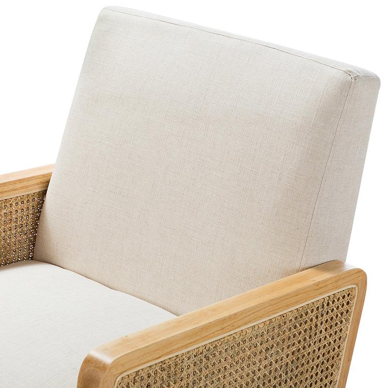 Sybil Cane Armchair - Handwoven Rattan Accent Chair with Cushion | Boho Chic Living Room, Bedroom, or Patio Furniture for Home Decor