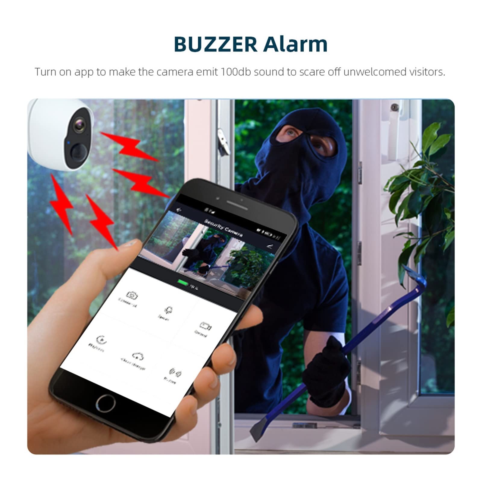 MZZYG Solar Security Camera Wireless Outdoor, 1080P HD WiFi Surveillance Camera with 9000mAh Rechargeable Battery & 3.5W Solar Panel, IP65 Weatherproof, Alexa Compatible, 64GB Storage - Perfect for Home Security, Yard Monitoring, and Property Protection