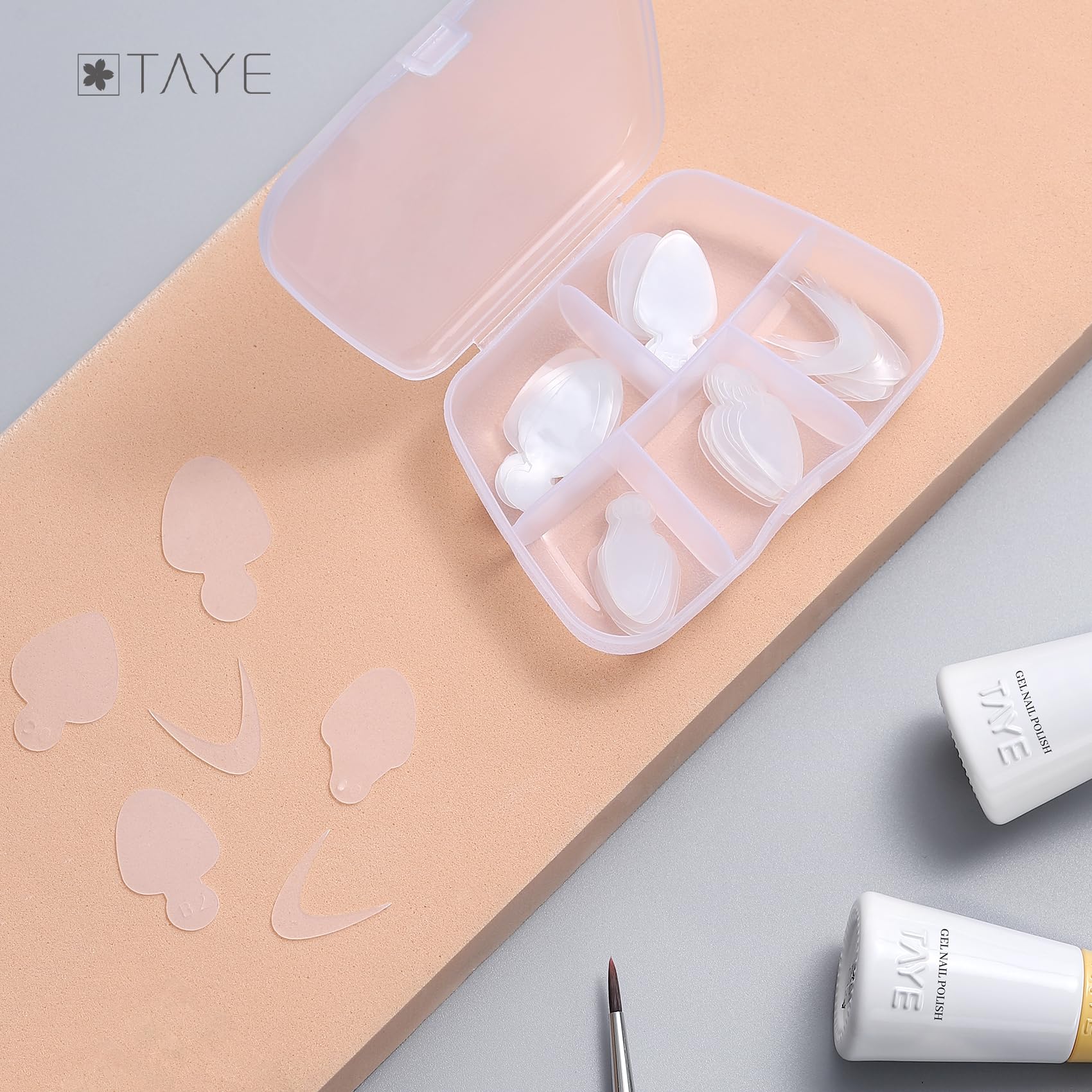 TAYE 60PCS Silicone Nail Art Tools Set - Double French Manicure Stickers & Nail Mold Pads for Professional Salon & DIY Nail Design - Perfect for French Tip Nail Art, Acrylic Nails, and Gel Polish Application