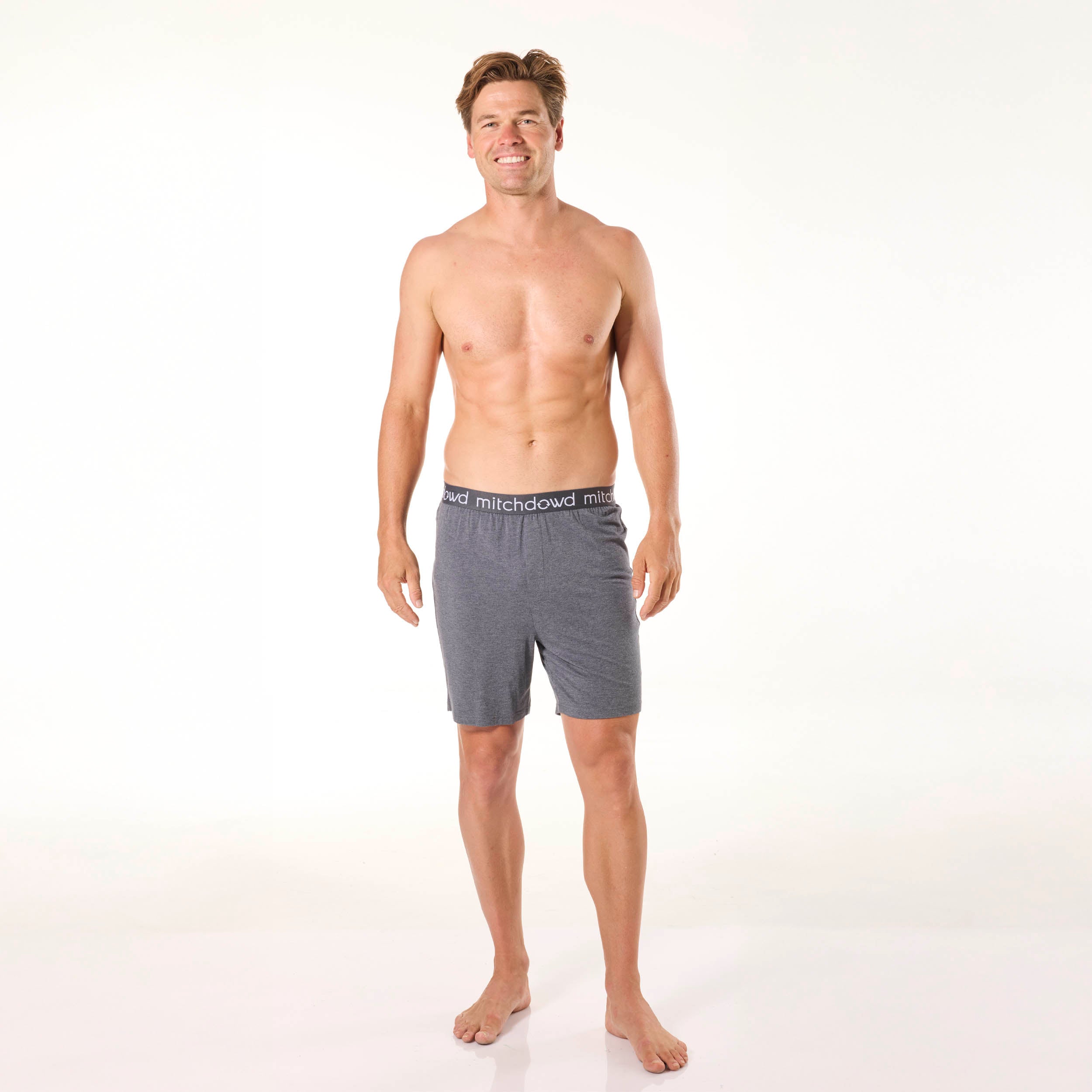 Men's Soft Bamboo Knit Sleep Shorts - Grey Marle | Breathable Lounge Pajama Shorts for Comfortable Sleep & Relaxation at Home
