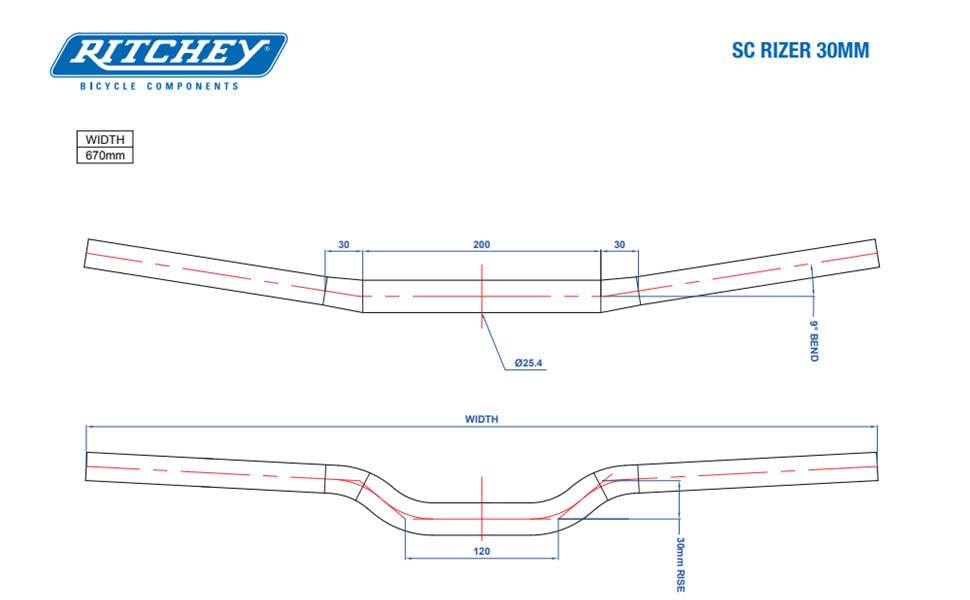 Ritchey Rizer Comp 25.4mm MTB Handlebars - Lightweight Aluminum Alloy Mountain Bike Handlebar for Trail Riding & Off-Road Cycling