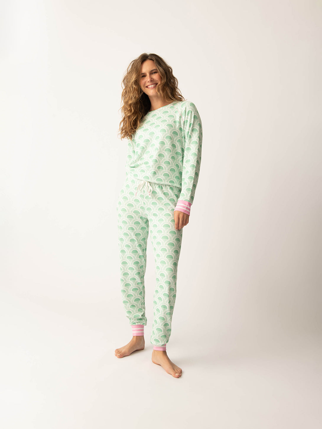 Peachy Party Courtside PJ Set - Spring Green Loungewear for Women | Cozy Sleepwear & Casual Outfit for Home, Travel, and Relaxation