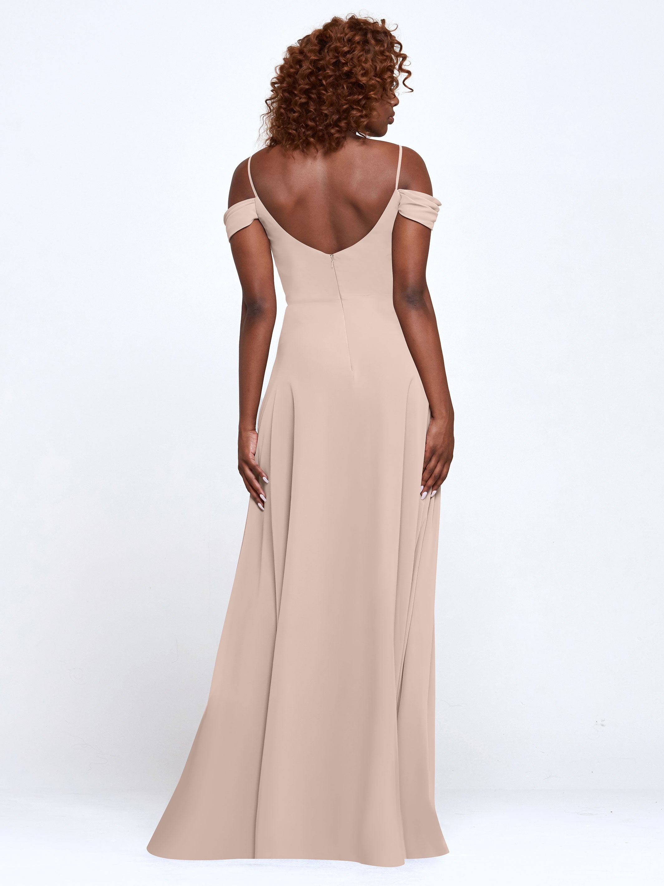 Elegant 83003 Stretch Chiffon Off-The-Shoulder A-Line Bridesmaid Dress - Perfect for Weddings, Prom, Formal Events & Special Occasions