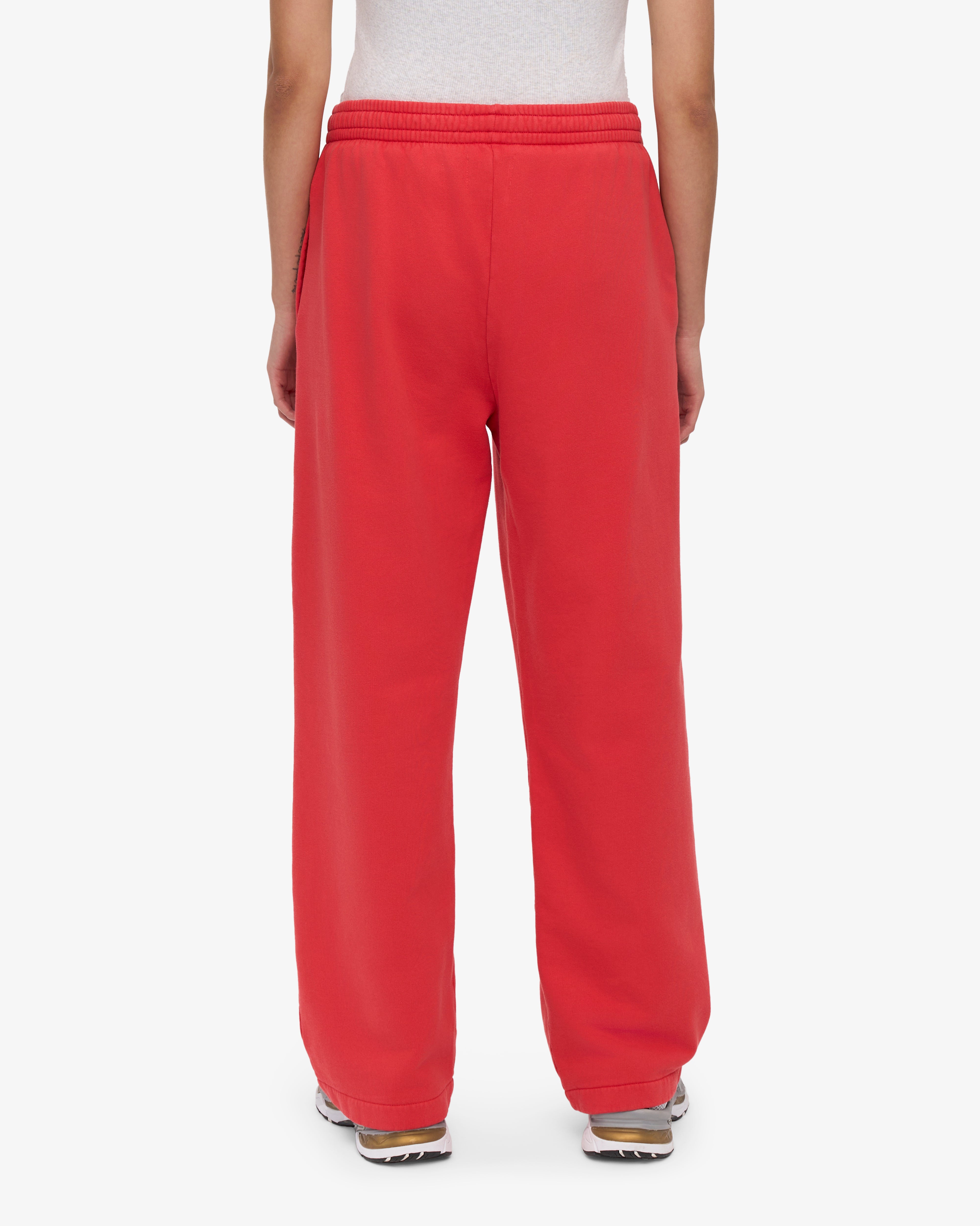 Organic Straight Leg Sweatpants for Women - Soft Red Tangerine Lounge Pants - Comfortable Casual Wear for Yoga, Running Errands & Relaxing at Home