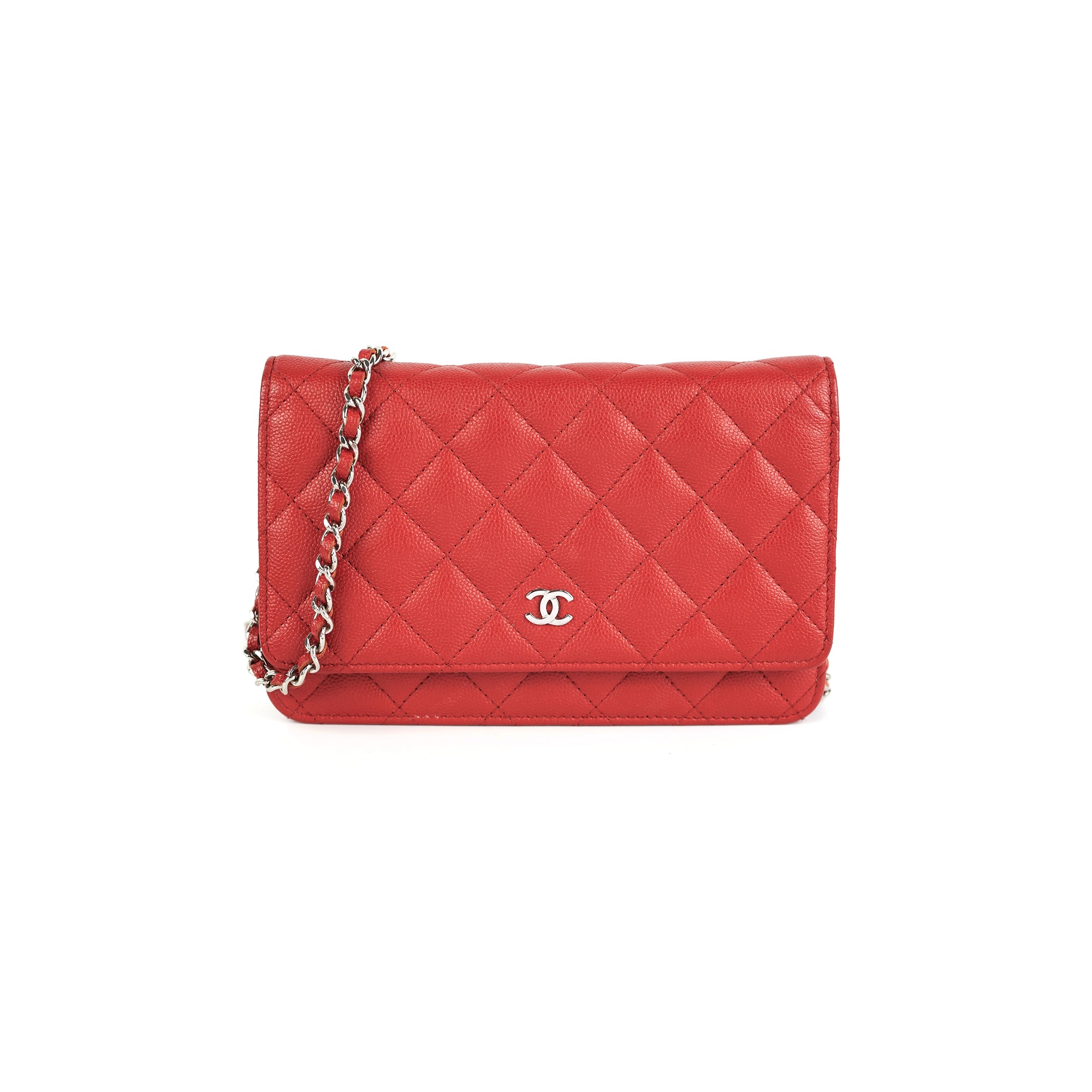 Chanel Caviar Leather Wallet on Chain WOC Crossbody Bag in Red | Luxury Designer Handbag for Women | Perfect for Parties, Date Nights & Everyday Use