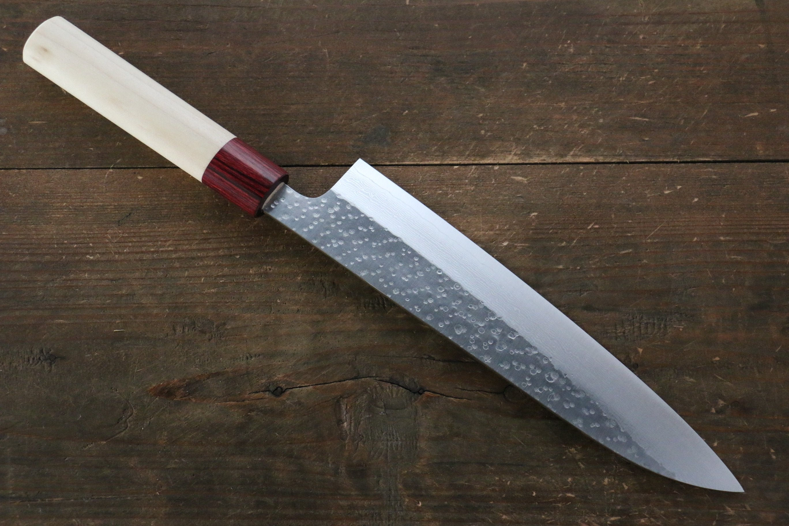 Premium Seisuke VG10 16-Layer Hammered Damascus Gyuto Chef Knife 210mm with Magnolia Wood Handle - Japanese Kitchen Knife for Professional Chefs & Home Cooking, Perfect for Slicing, Dicing & Meat Cutting