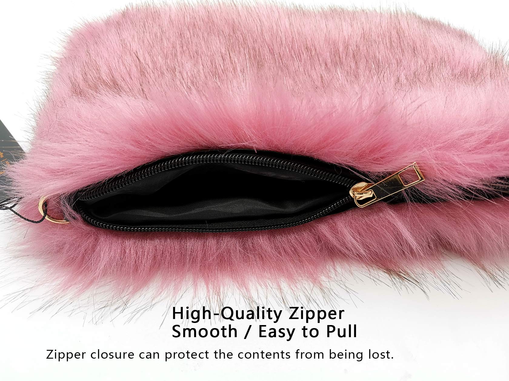 Luxury Faux Fox Fur Handbag for Women - Elegant Fuzzy Evening Purse with Alloy Shoulder Strap - Perfect for Parties, Weddings & Night Out