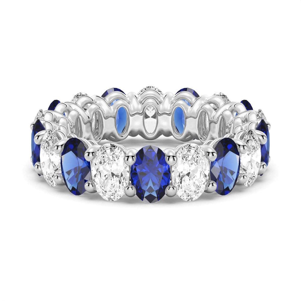 6.6 CT Lab-Created White Sapphire & Blue Sapphire Engagement Ring for Women - Perfect for Weddings, Anniversaries & Special Occasions