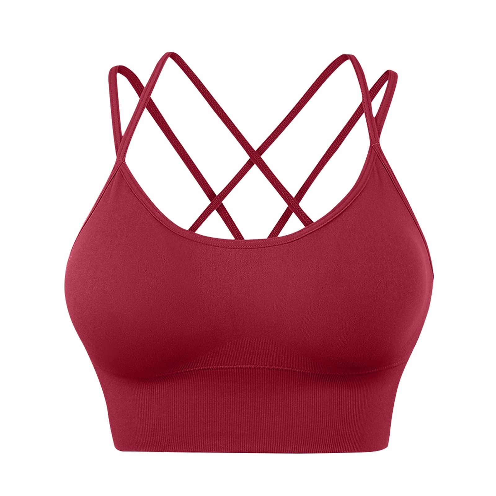 Women's Cross Back Sports Bras - Padded Strappy Criss Cropped Yoga Bras for Workout & Fitness | Comfortable Support for Running, Gym & Active Lifestyle