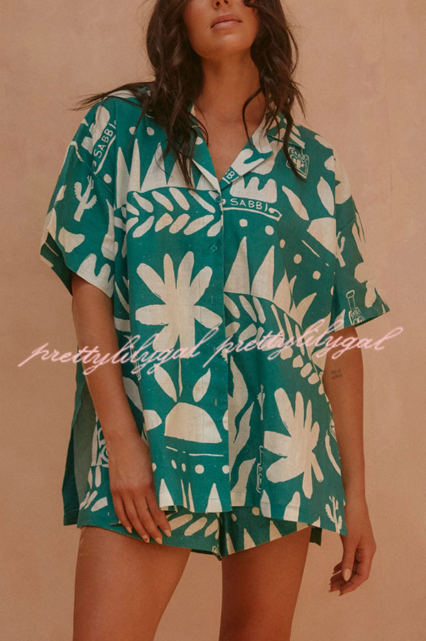 Stylish Summer Printed Loose Shirt & Elastic Waist Shorts Set for Women - Casual Outfit for Beach Vacation, Outdoor Activities and Daily Wear
