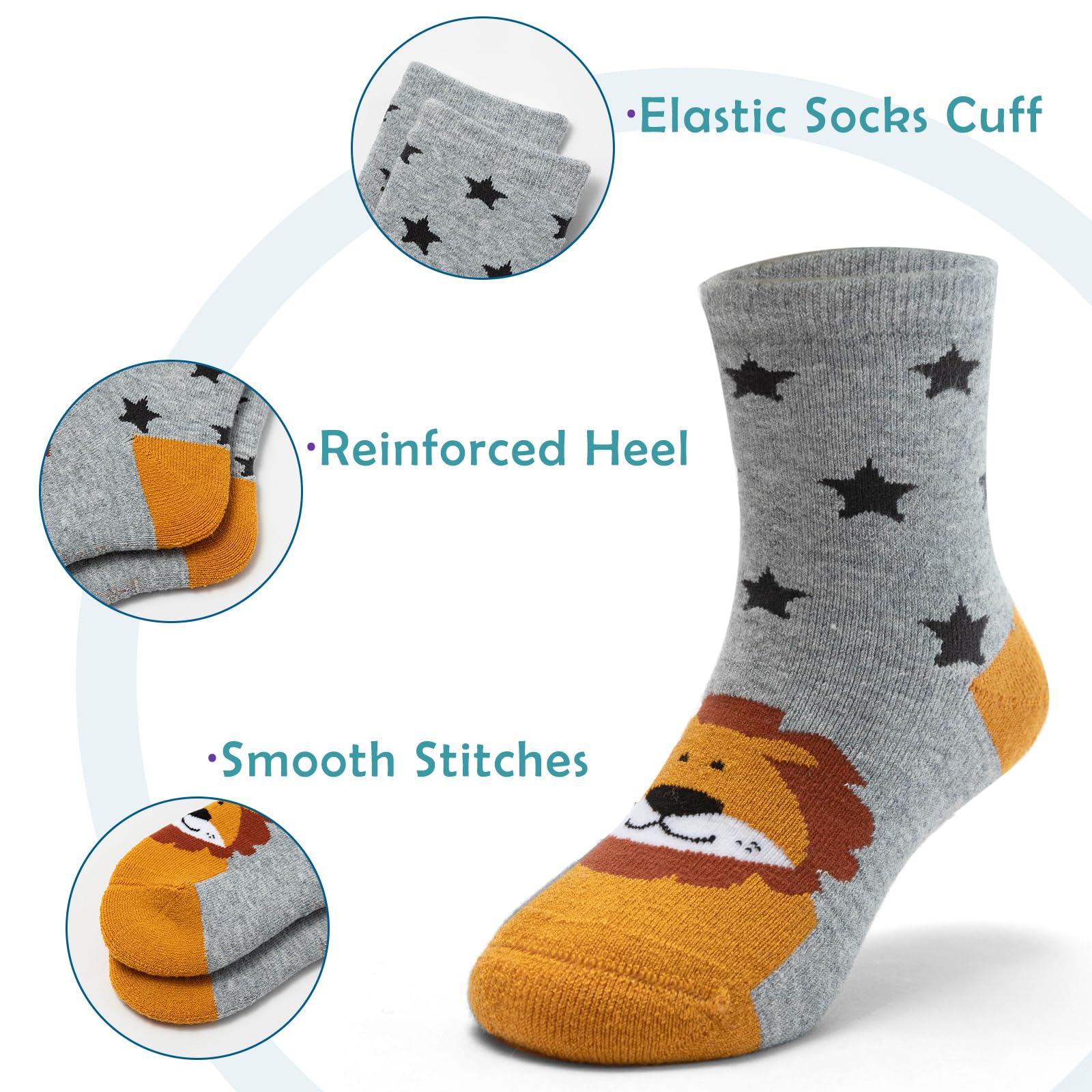 Moon Tree Boys Wool Socks for Kids - 6 Pack Warm Winter Thermal Crew Socks for Boys, Soft & Cozy Merino Wool Blend - Perfect for School, Outdoor Activities & Cold Weather Adventures