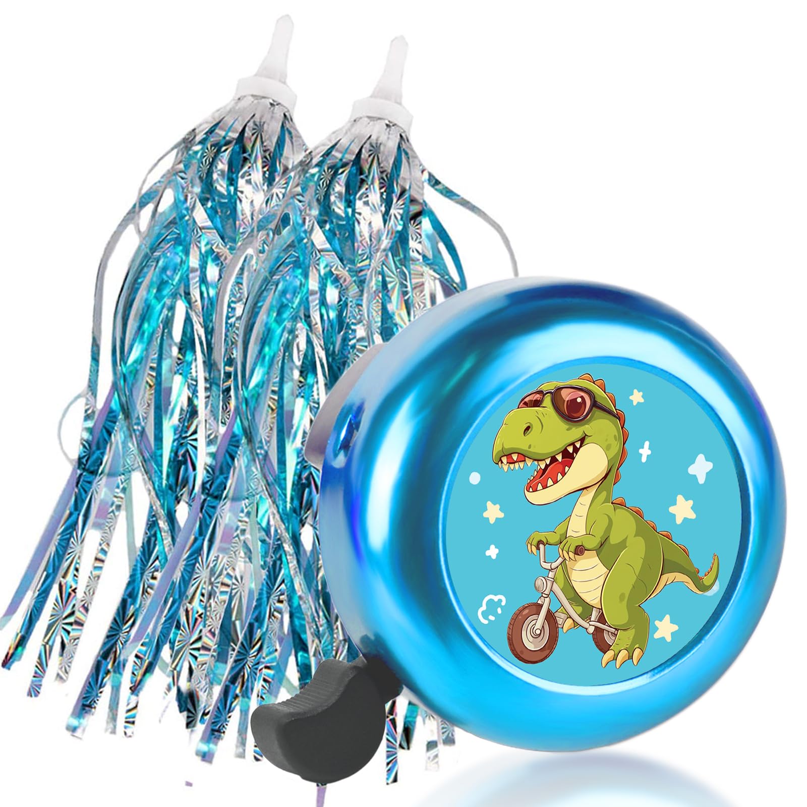 Kids Bike Bell with 2 Streamers - Cute Bicycle Accessories for Boys & Girls - Perfect for Birthday Gifts & Cycling Safety