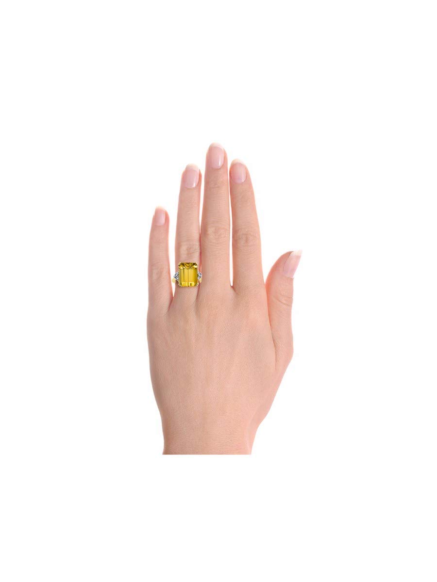 Rylos 14K Gold Plated Silver Emerald Cut Gemstone & Diamond Ring for Women | Size 5-13 | Elegant Designer Jewelry for Weddings, Parties & Special Occasions