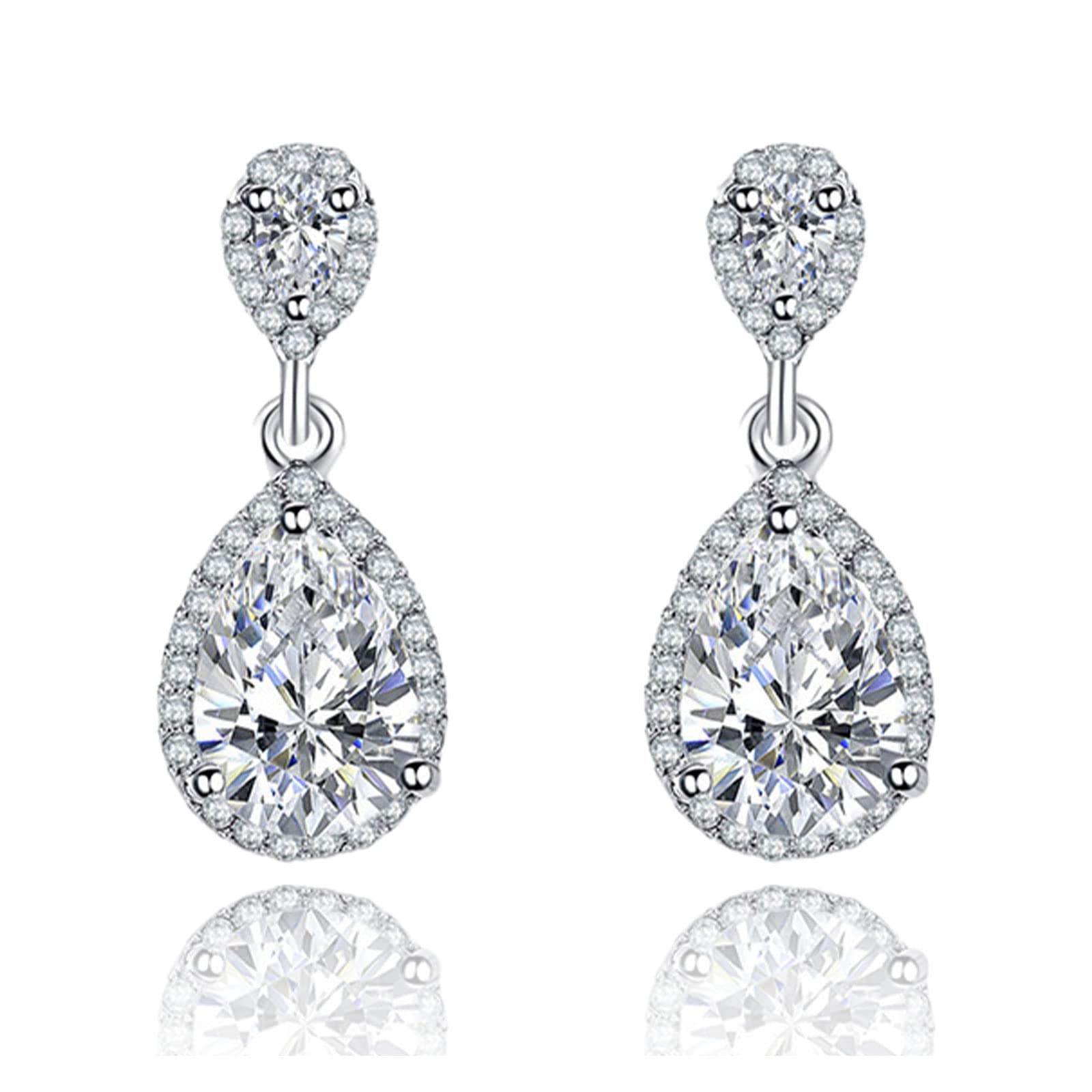 Elegant Tear Drop Crystal Rhinestone Dangle Earrings for Women - Perfect for Bridesmaids, Weddings, Prom & Special Occasions