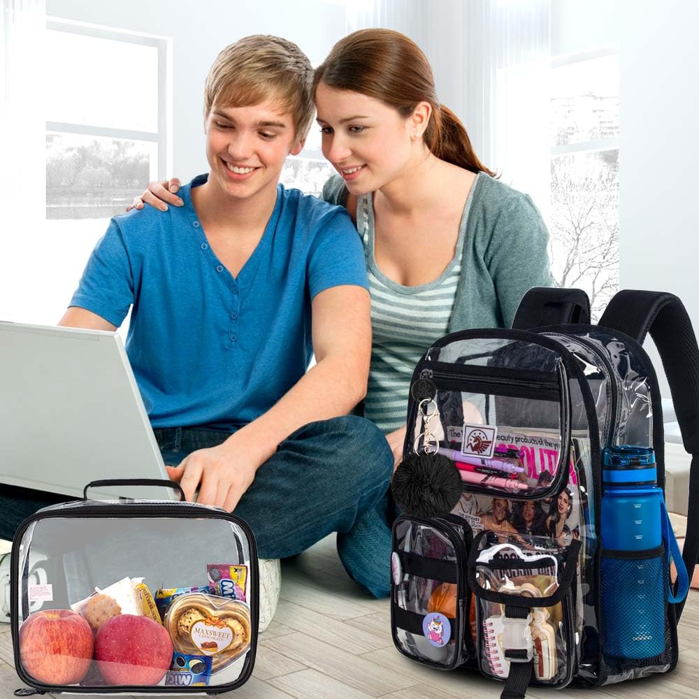 Clear Backpack - Heavy Duty Transparent Bookbag for School, Work & Travel | See-Through Backpack for Security Checkpoints, Concerts & Stadium Events