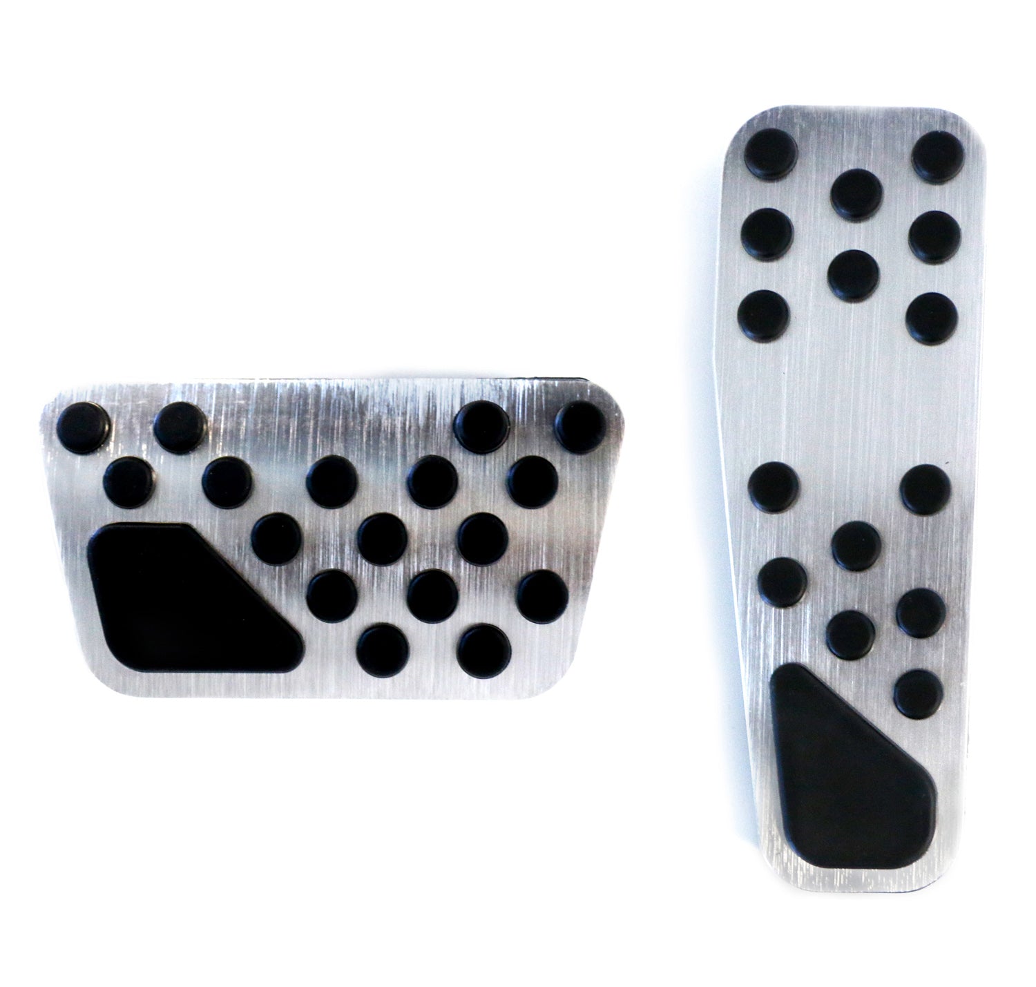 2-Piece Silver Track Design Foot Pedal Covers for 2008+ Dodge Challenger & 2009+ Dodge Charger - Non-Slip Racing Pedals for Enhanced Driving Performance