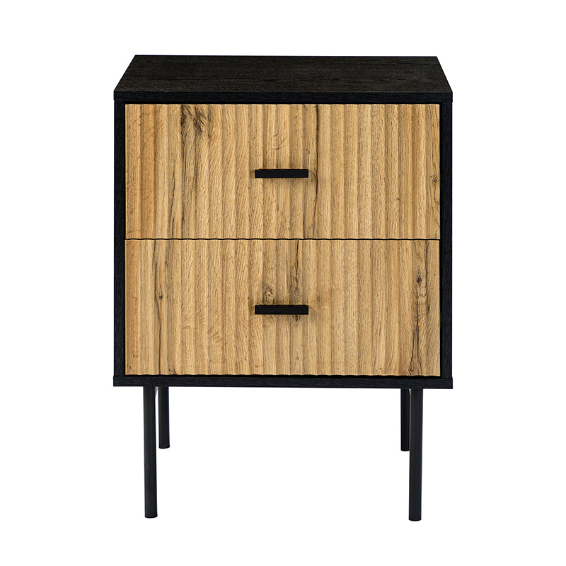 Modern Nightstand with Two Drawers - Nahuel Bedside Table with Optional Styles for Bedroom, Living Room & Guest Room - Sturdy Wooden End Table with Storage for Home Decor