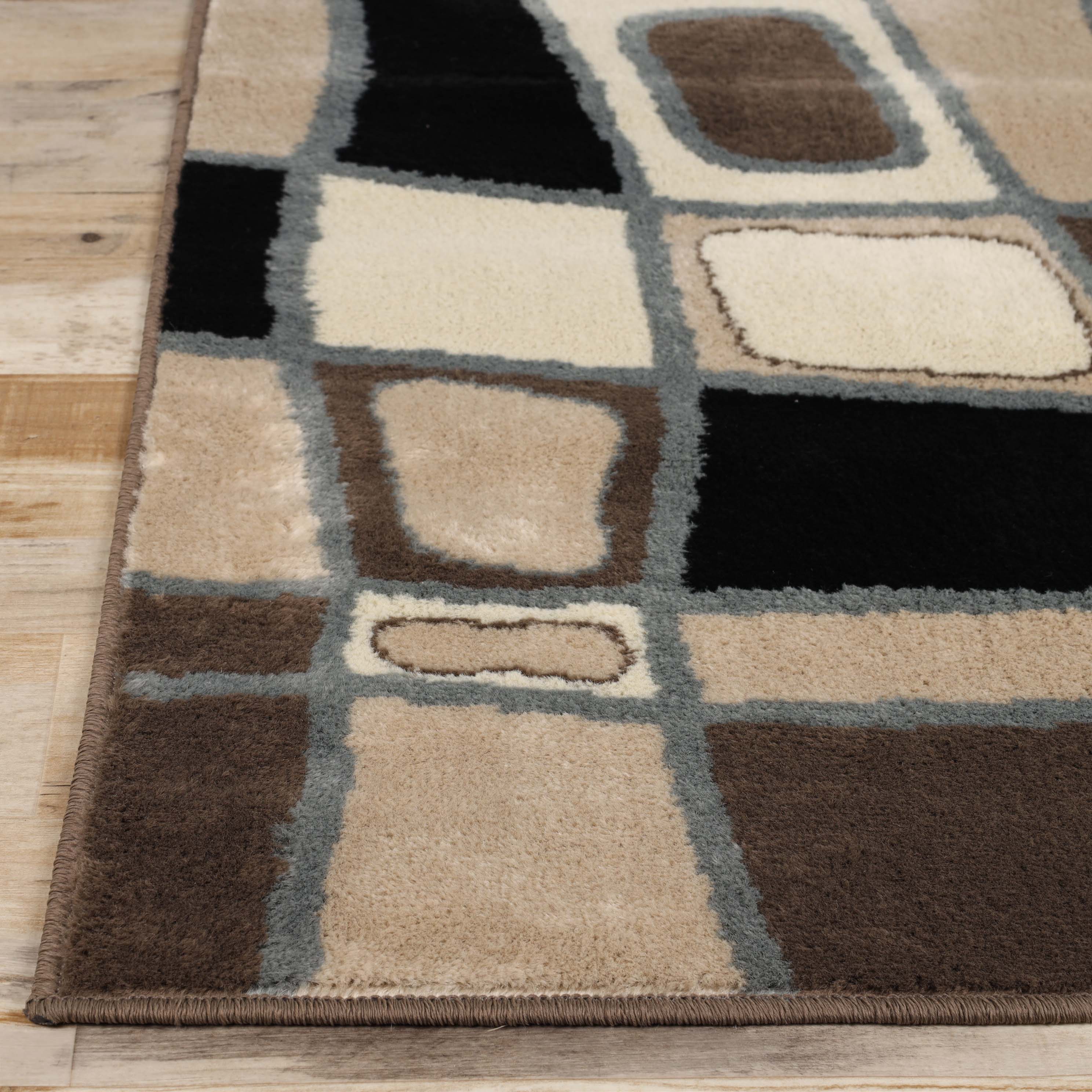 Modern Abstract Geometric Indoor Area Rug - Non-Slip Cobblestone Design for Living Room, Bedroom & Office Decor