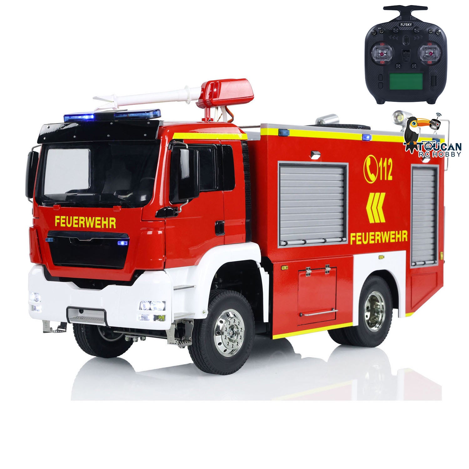 1:14 Scale 4x2 RC Fire Fighting Truck with 2-Speed Transmission, Sound & Light System - Ready-to-Run Remote Control Fire Engine for Kids & Adults - Perfect for Emergency Rescue Play, STEM Learning, and Collector Display