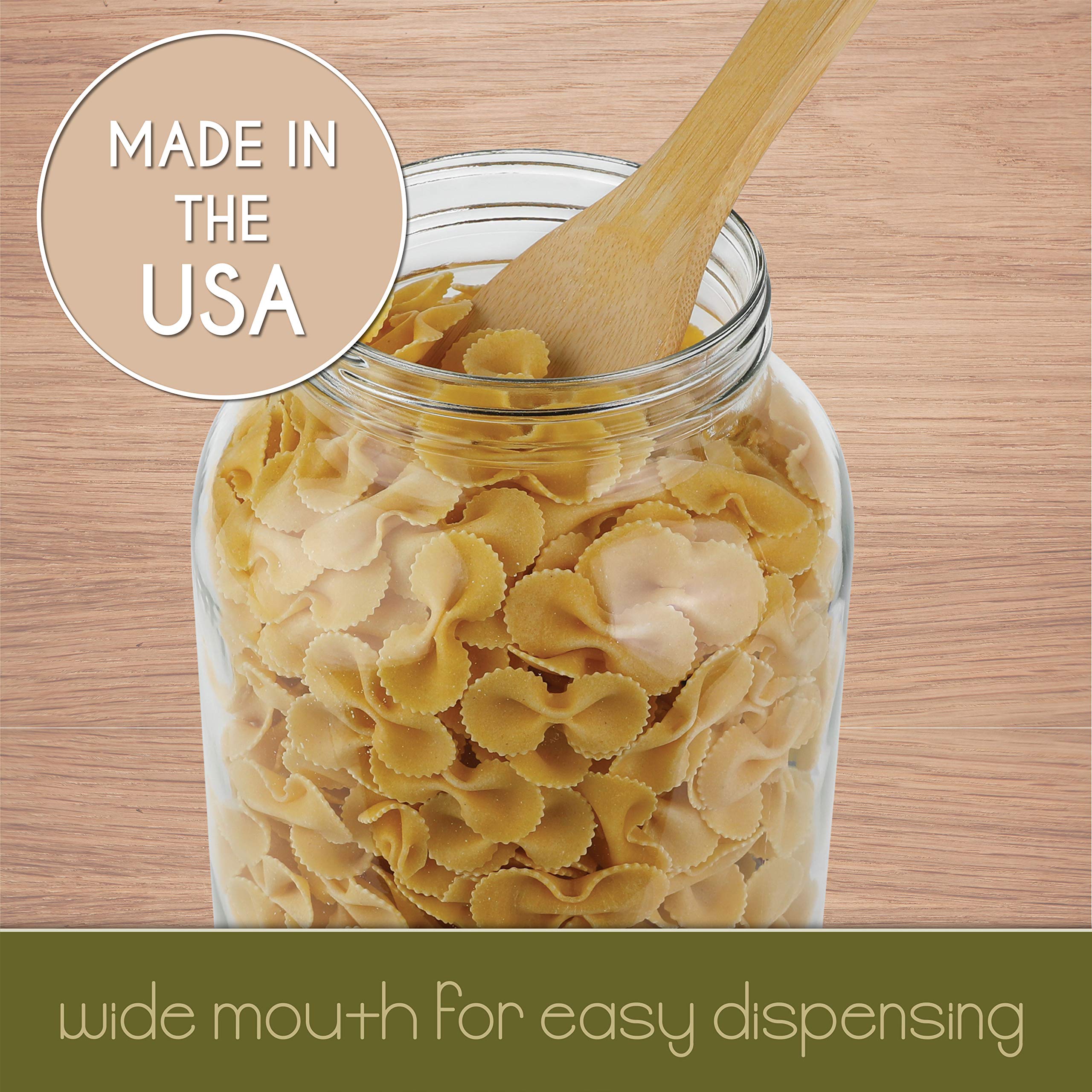 2 Pack - 1 Gallon Wide Mouth Glass Mason Jars with Airtight Lids - Perfect for Fermenting Kombucha, Kefir, Pickling, Canning & Food Storage - BPA-Free, Dishwasher Safe - Made in USA - Ideal for Home Brewing, Meal Prep & Pantry Organization
