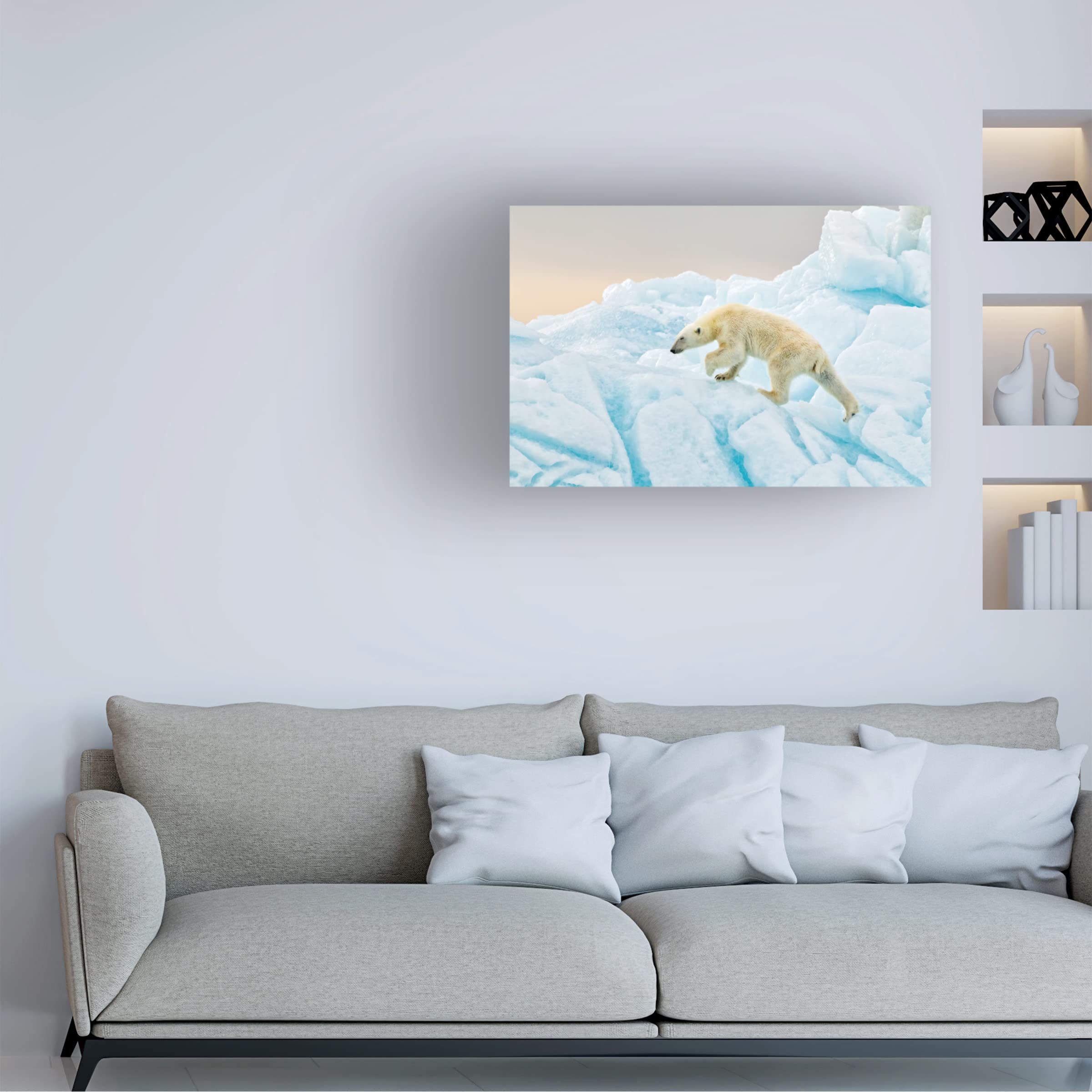 Trademark Fine Art 'Polar Bear At Svalbard' Canvas Wall Art Print by Joan Gil Raga - Arctic Wildlife Decor for Living Room, Office & Nursery
