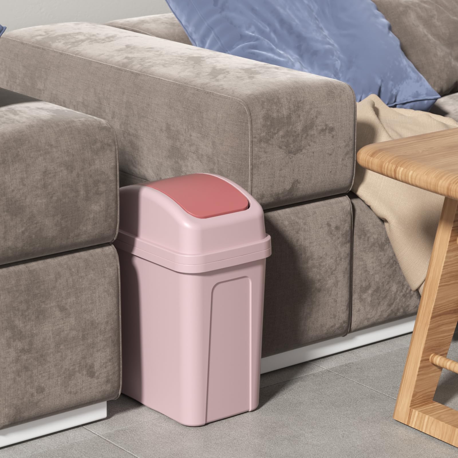 Zopnny Small Plastic Trash Can with Swing Lid - Mini Desktop Garbage Bin for Countertop, Office, Bathroom - Pink (Perfect for Home, Office, Bedroom & Bathroom Waste Disposal)