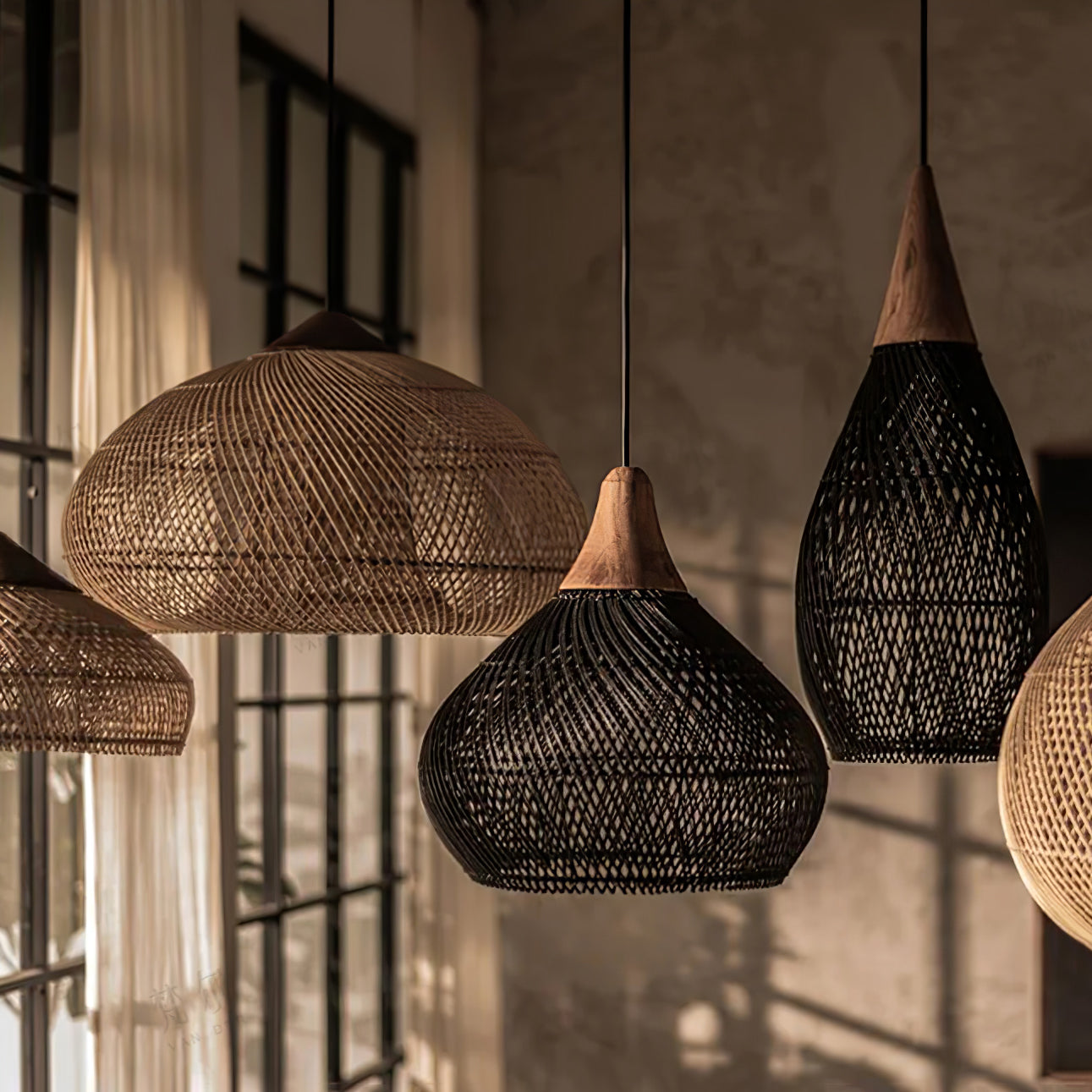 Handwoven Rattan Pendant Light - Natural Boho Ceiling Lighting Fixture for Bedroom, Living Room & Patio Decor