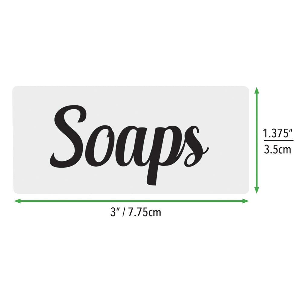 mDesign Home Organization Labels - 32 Preprinted Clear/Black Label Stickers for Bathroom Storage, Cleaning & Household Organizing - Perfect for Jars, Canisters, Containers, Bins & Boxes - Ideal for Pantry, Kitchen, Office & Laundry Room Organization