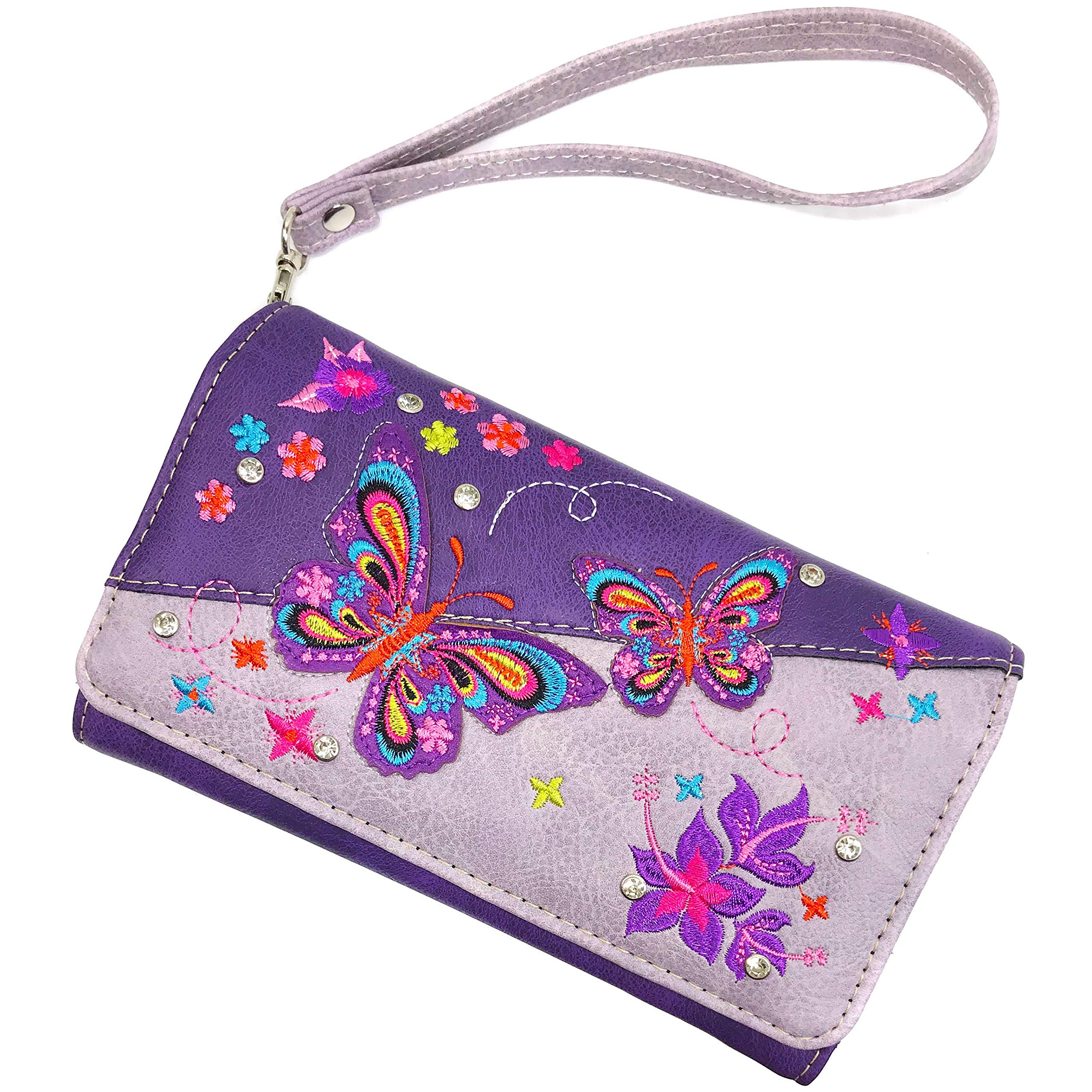 Zelris Women's Concealed Carry Handbag & Wallet Set with Butterfly Flower Embroidery - Perfect for Everyday Use, Travel, and Special Occasions