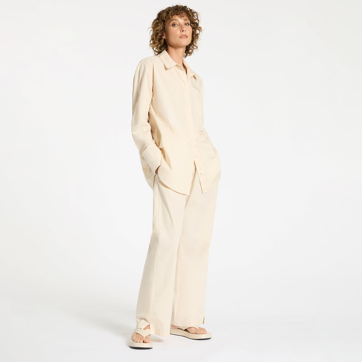 Better Times Women's Casual Button-Down Shirt in Bone Color - Perfect for Office, Travel & Everyday Wear