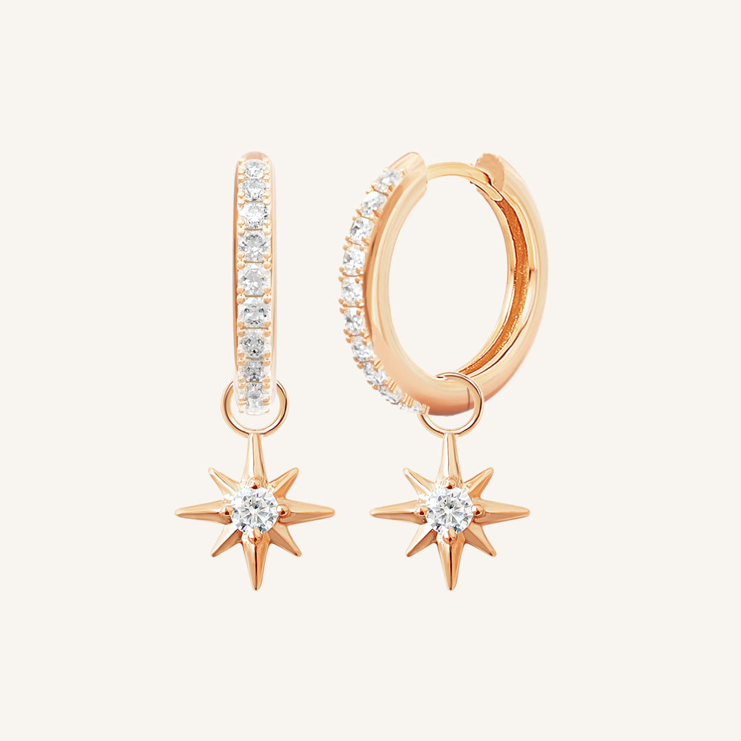 Contentment Star Crystal Hoops Earrings for Women - Elegant Sparkling Rhinestone Dangle Earrings for Party, Wedding & Everyday Wear